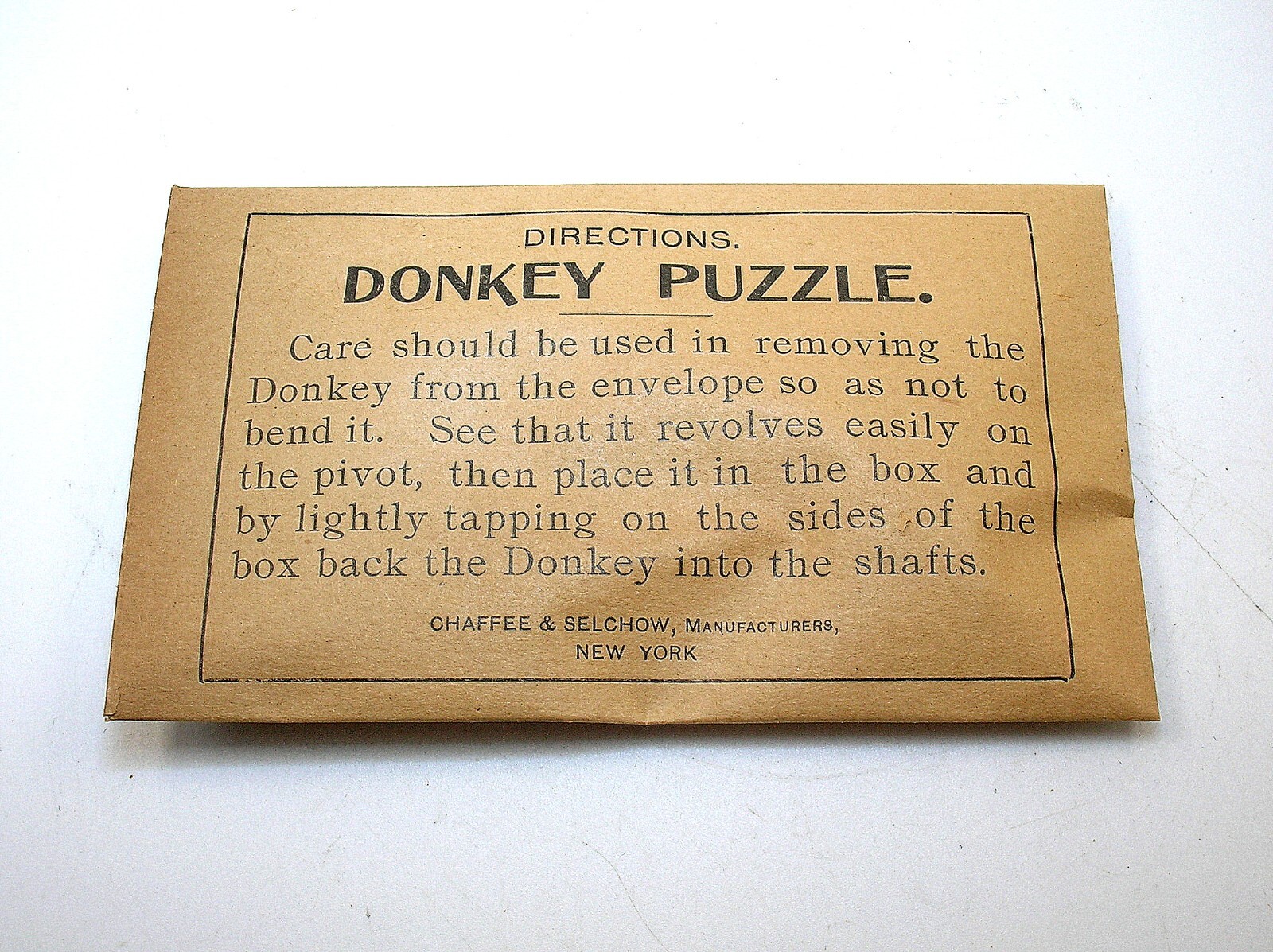 ANTIQUE 1890’S CHAFFEE & SELCHOW, NY “THE DONKEY PUZZLE” GAME – NOS – BEST OFFER