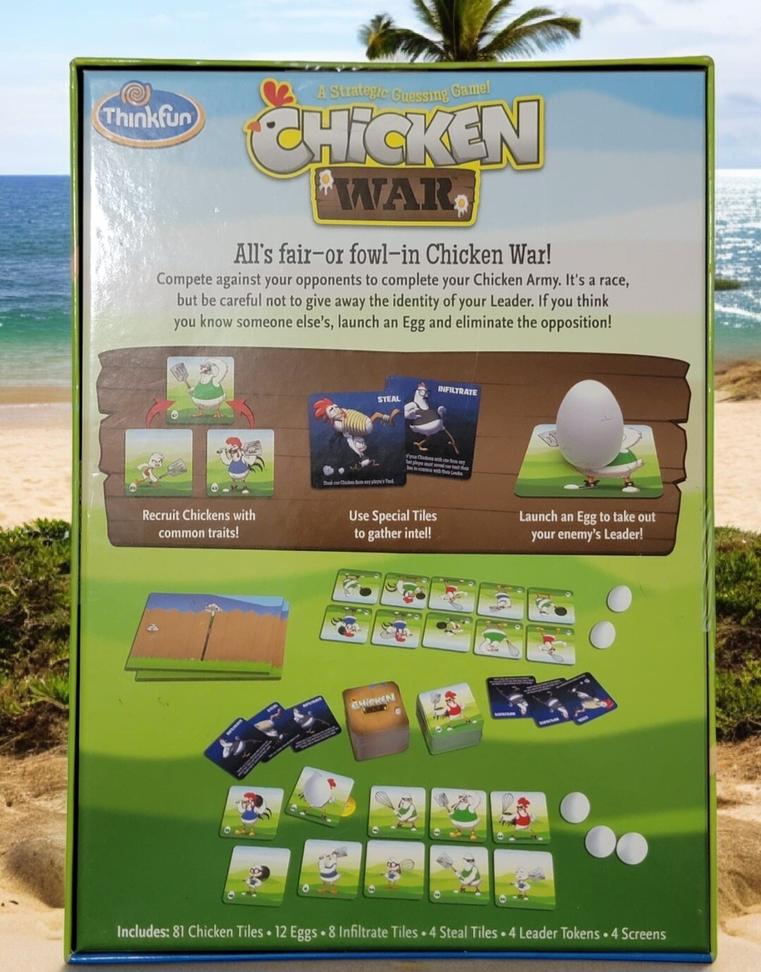 Chicken War Strategy Board Game Guessing Problem Solving Thinkfun 2019 Complete