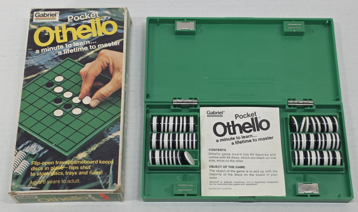 Vintage 1977 POCKET OTHELLO Gabriel TRAVEL BOARD GAME Complete-w/Instructions
