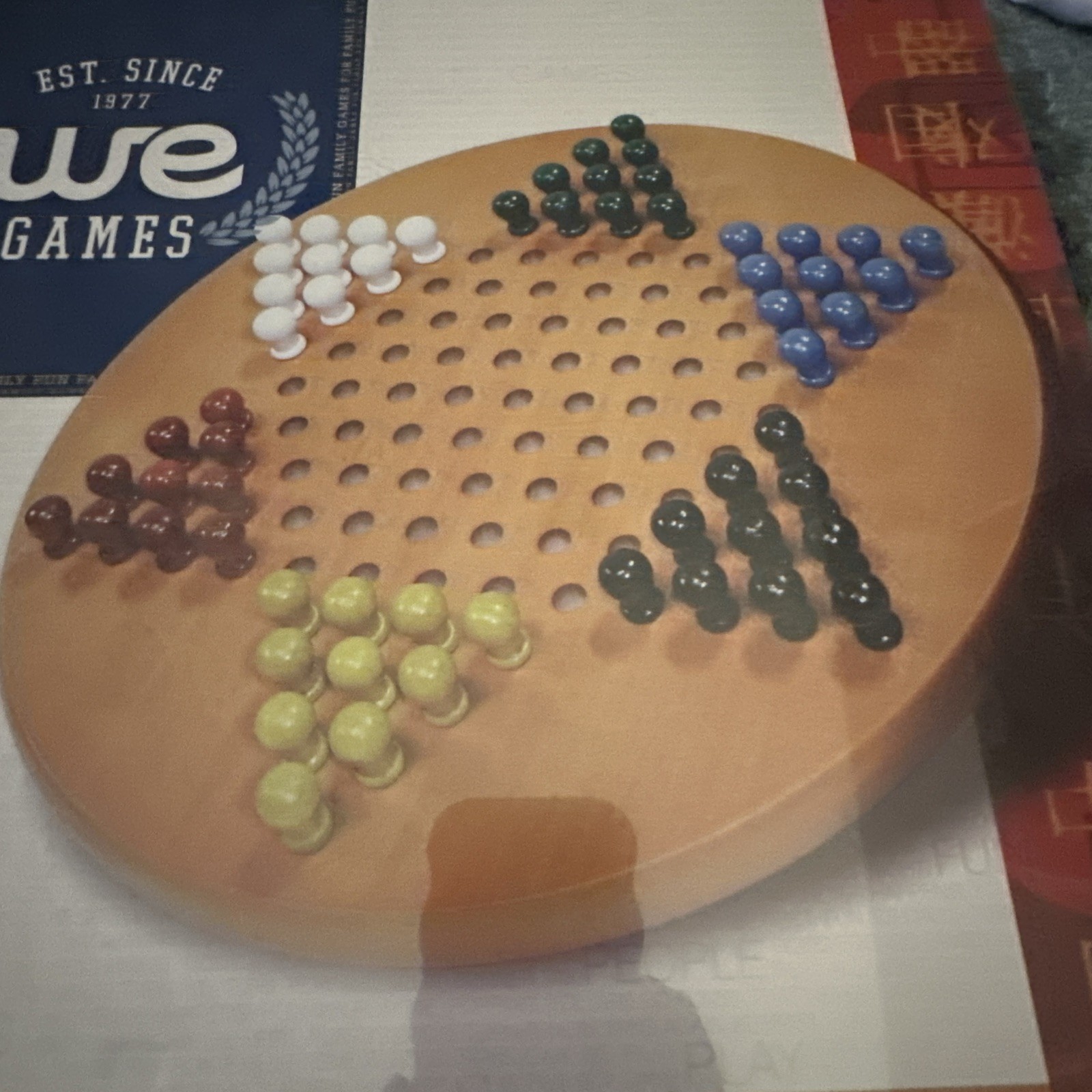 WE Games Solid Wood Chinese Checkers with Wooden Pegs – 11.5 inch Diameter