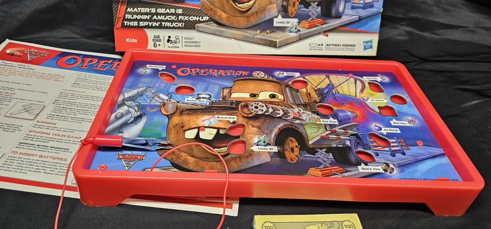 2011 Operation Game Disney Pixar Cars 2 Edition by Hasbro – Board Game COMPLETE