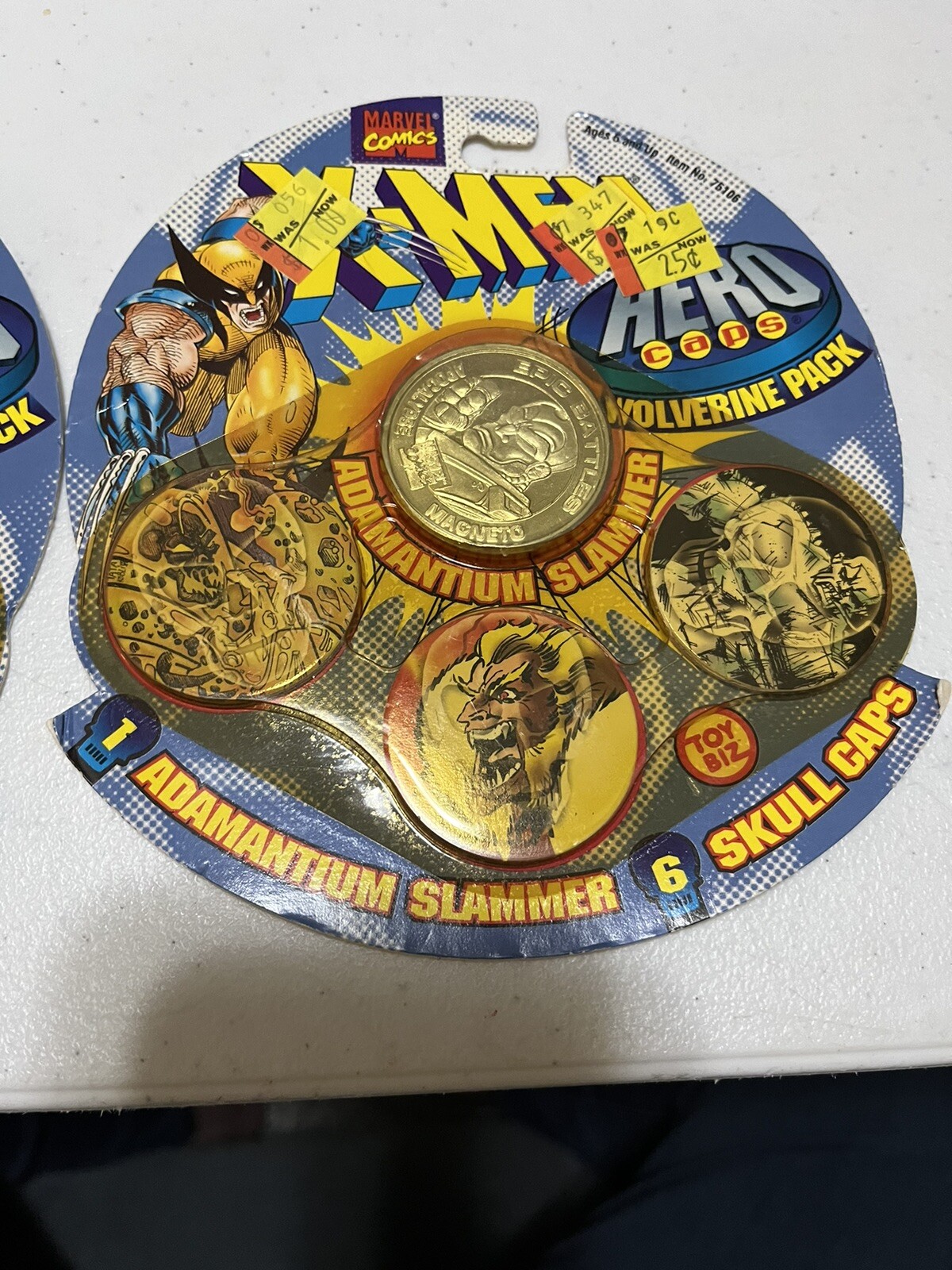 1995 Collector’s Editon, X-Men Wolverine, Adamantium Slammer & 6 Caps Pogs, New
