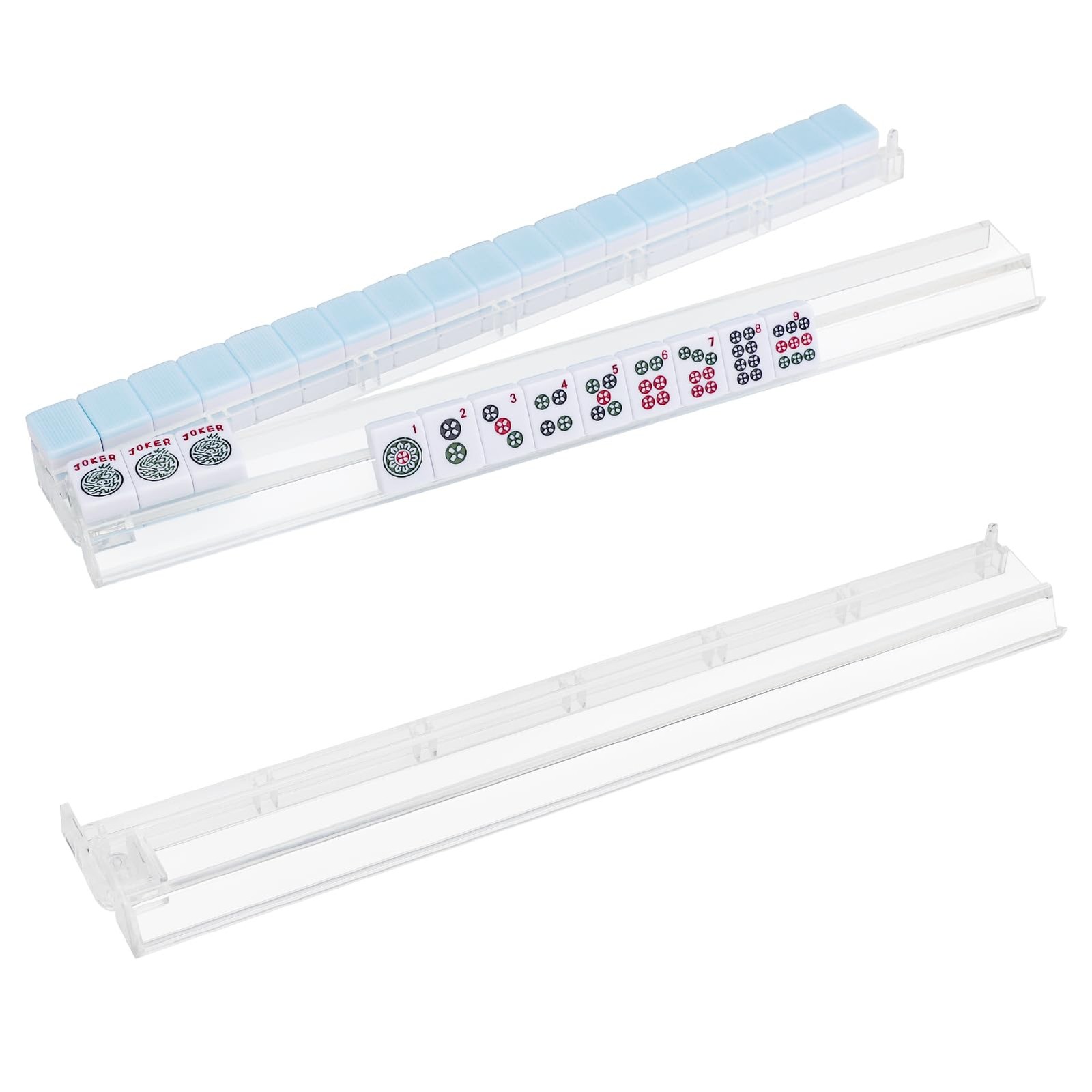 4PCS Clear Mahjong Racks with Pushers for 166 American Mahjong Tiles, Mahjong…