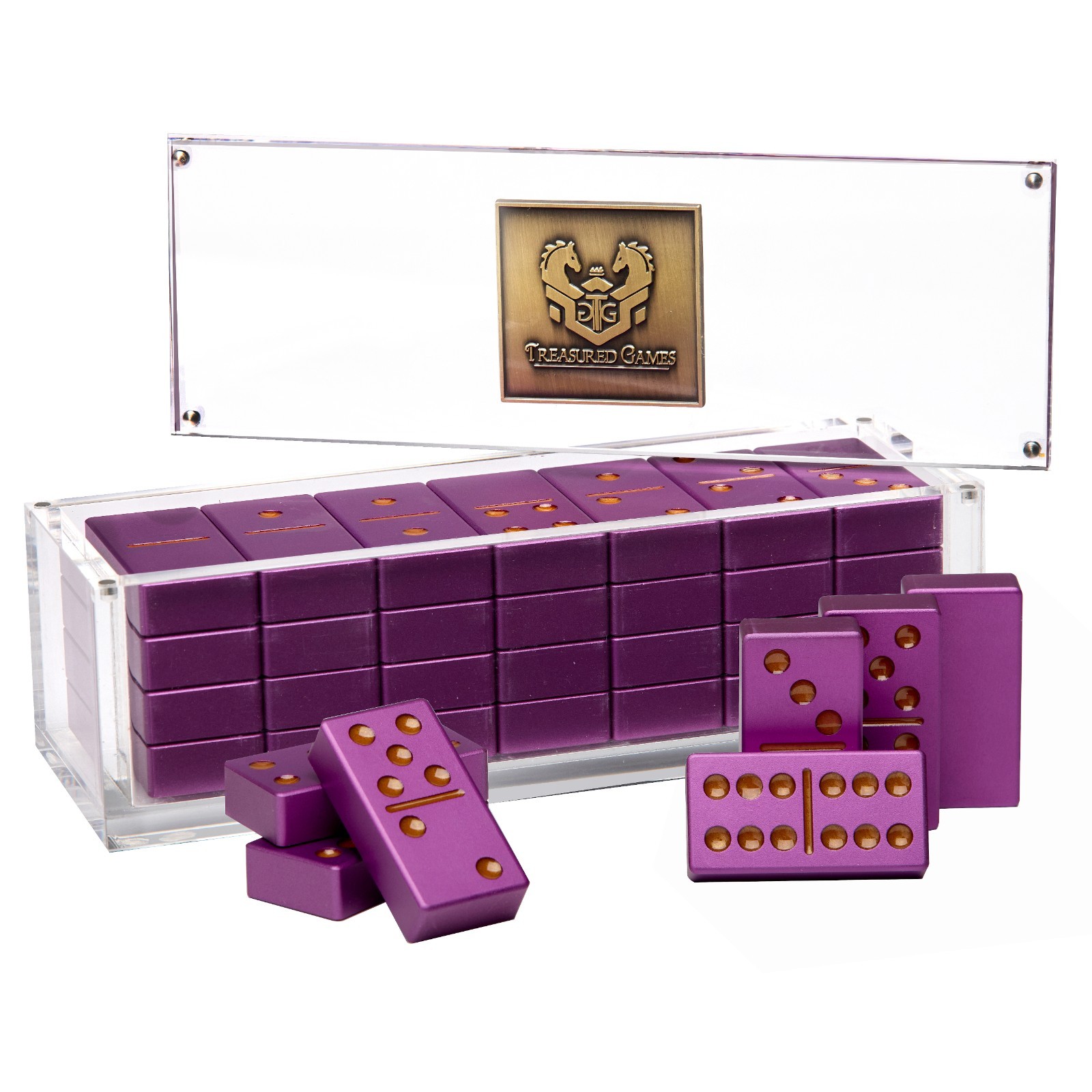 Aluminum Double Six Dominoes Set – Purple