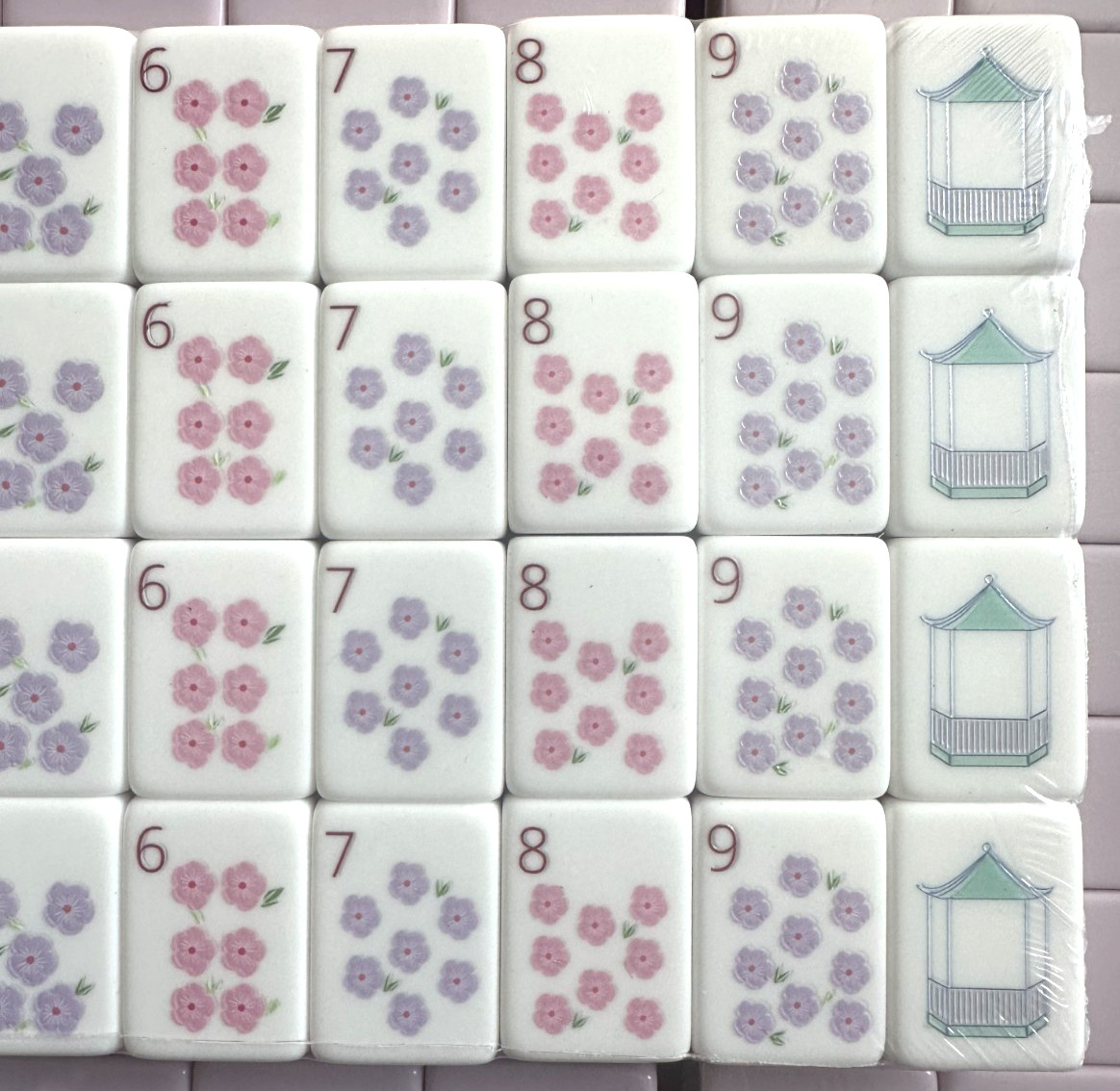 MISSING 2 FLOWERS – PASTEL PURPLE 4 Layer Acrylic Mahjong Tiles READ DESCRIPTION