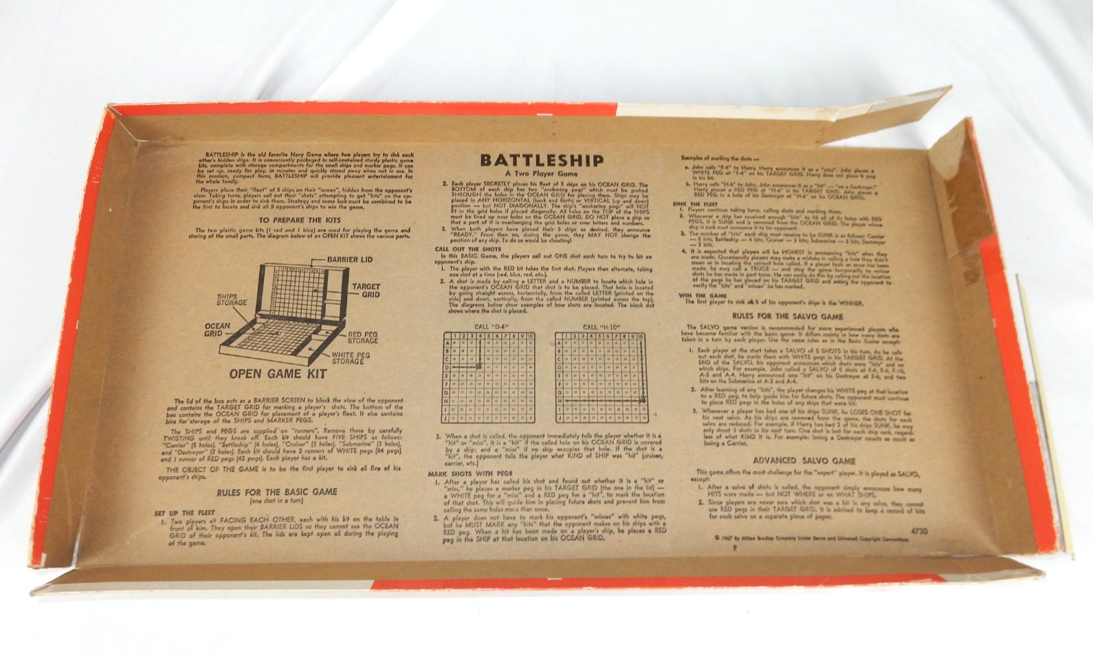 1967 Milton Bradley Battleship Board Game 4730 Vintage Incomplete 9/10 Ships