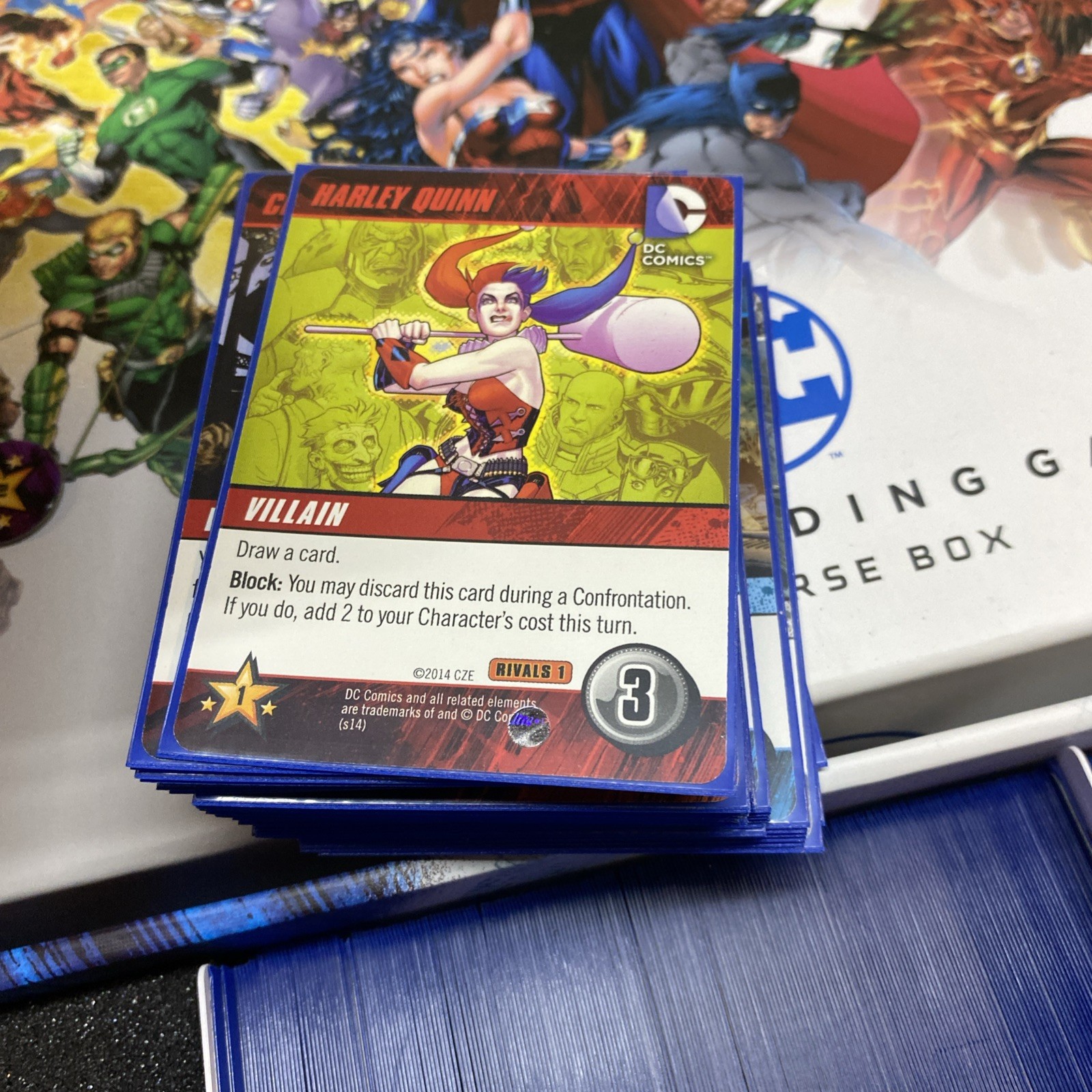 dc deck building game Card Lot With Box Loaded
