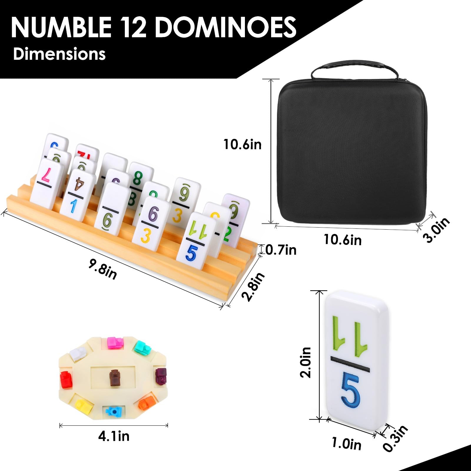 Mexican Train Dominoes Set Double 12 Colored Number 91 Tiles 8 Wooden Racks