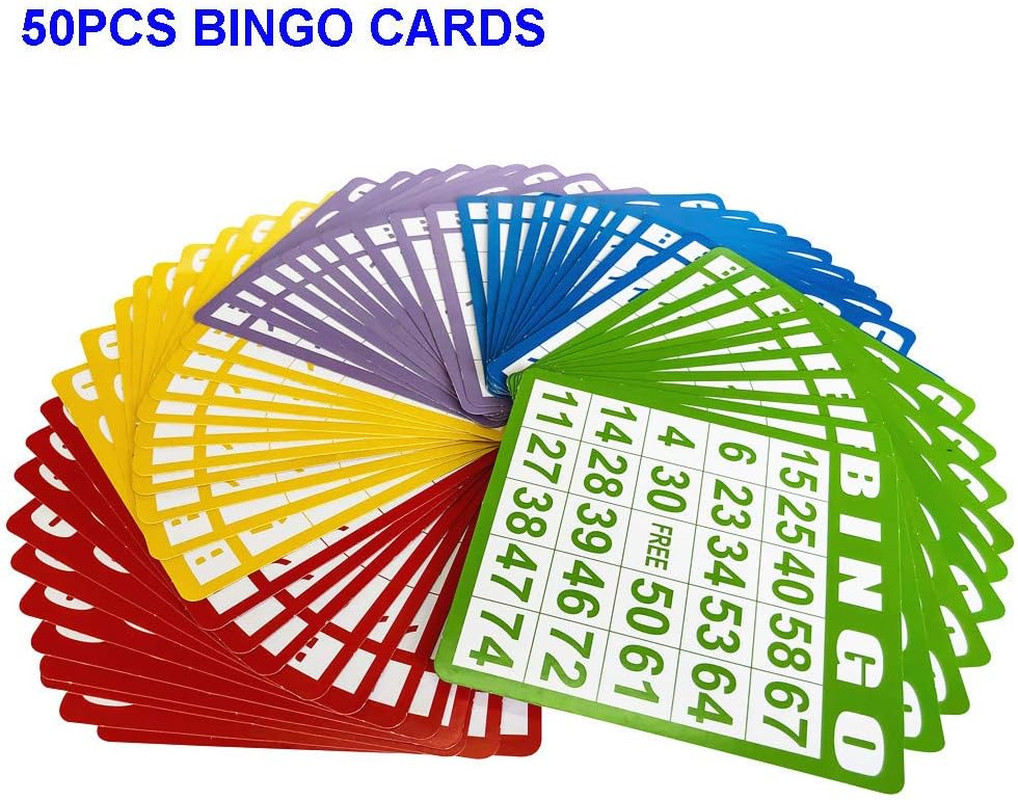 Deluxe Bingo Games Set – Metal Cage with Calling Board,50 Bingo Cards,300 Colorf