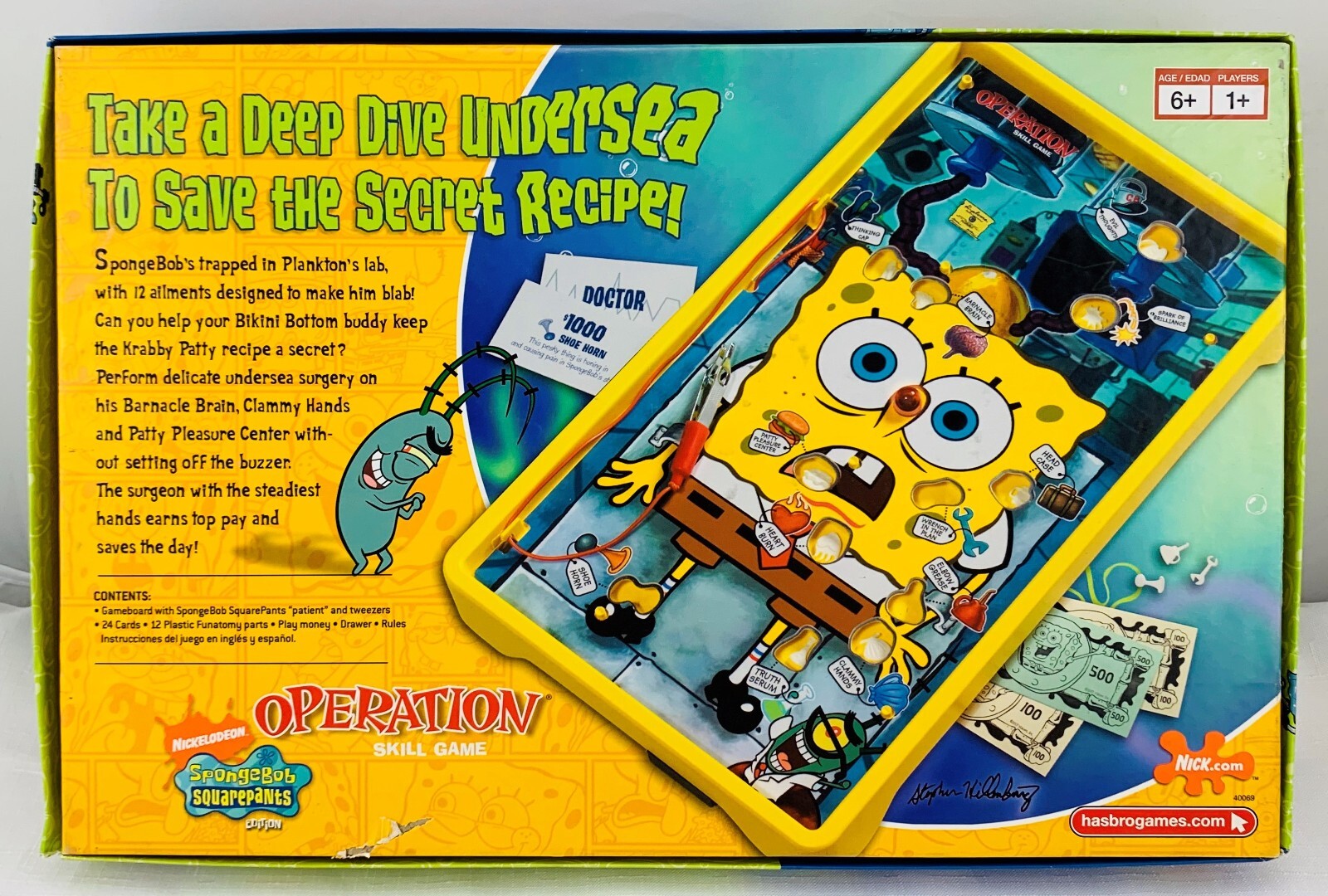 2005 Spongebob Operation Game by Milton Bradley Complete in Great Cond FREE SHIP