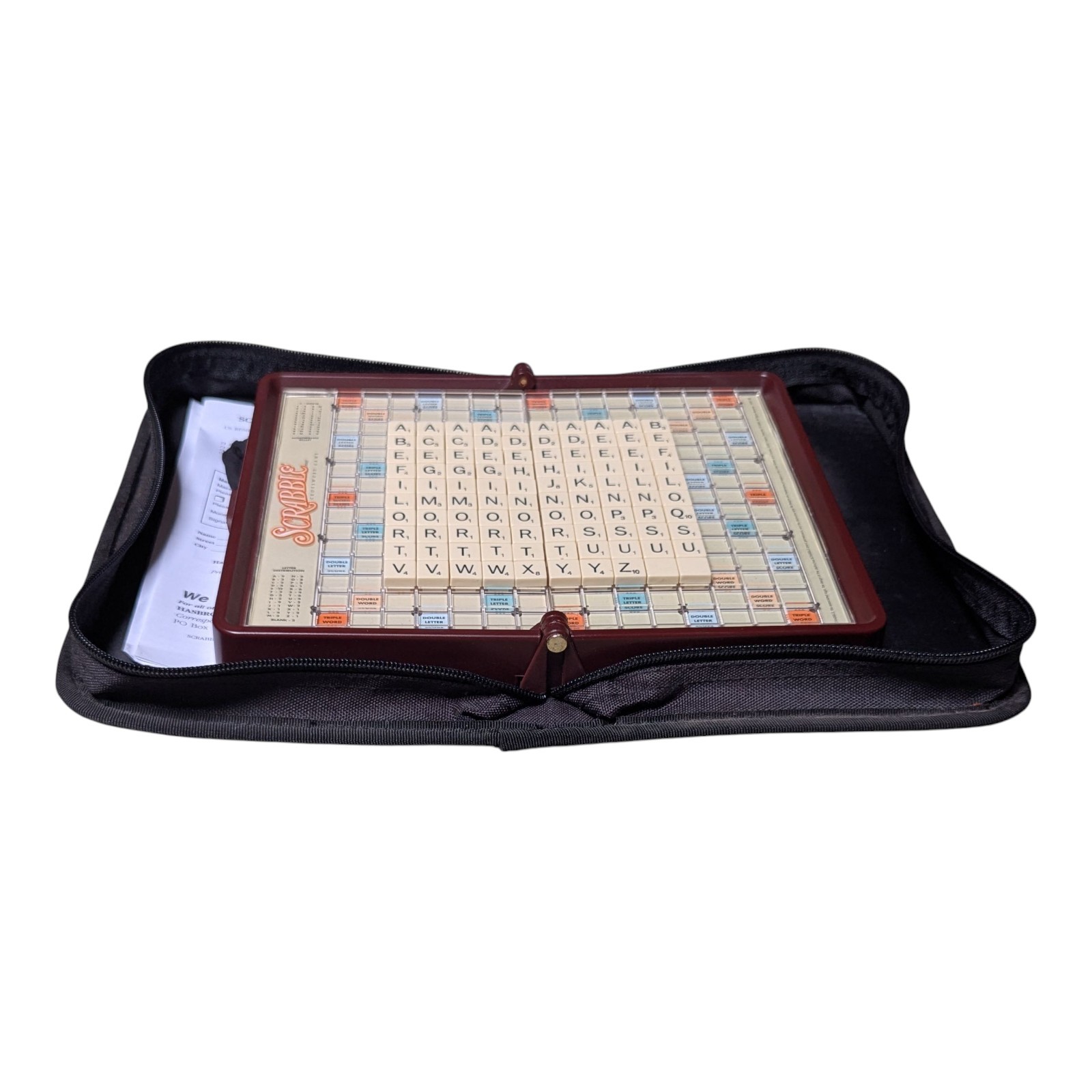 Scrabble Deluxe Travel Edition Board Game Hasbro Zipper CarryCase 100% Complete
