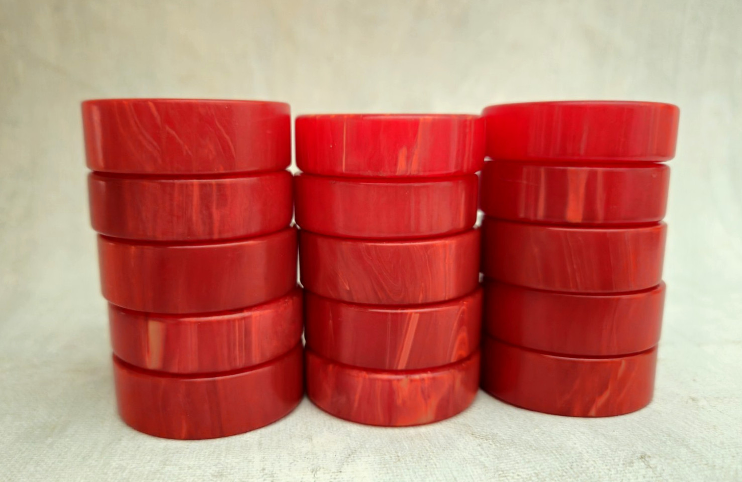 Vintage Crisloid Backgammon Bakelite Checkers 15 Red 1.5