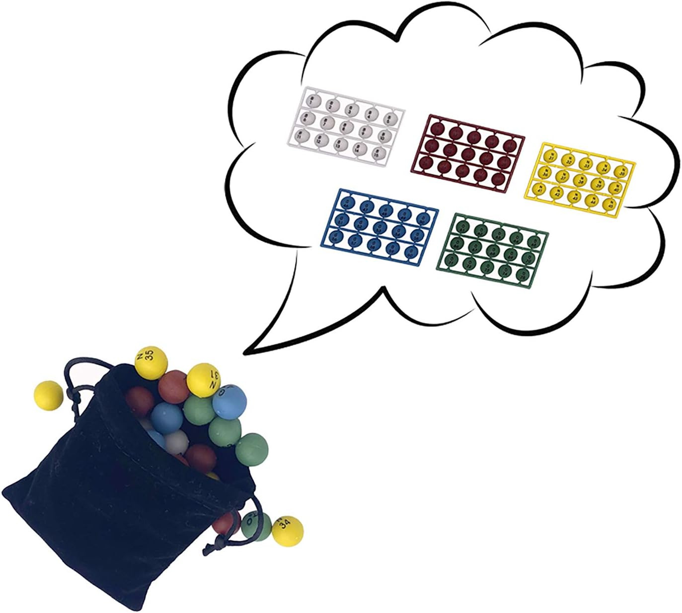 Deluxe Bingo Game Set-6 Inch Metal Cage, Master Board,75 Colored Balls, 50 Bingo