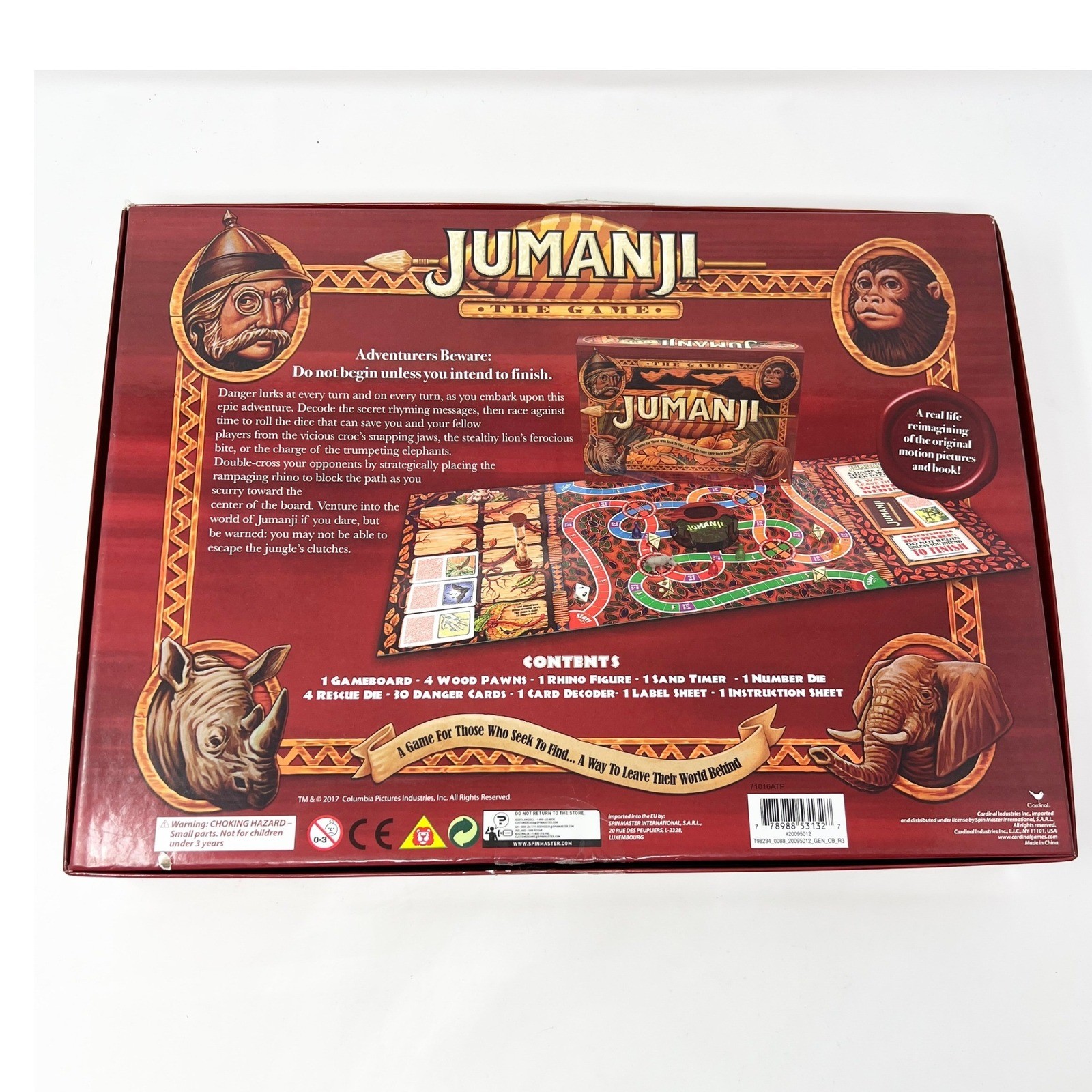 Jumanji The Game Board Game 2018 Spin Master Cardinal Complete Decoder & Pieces