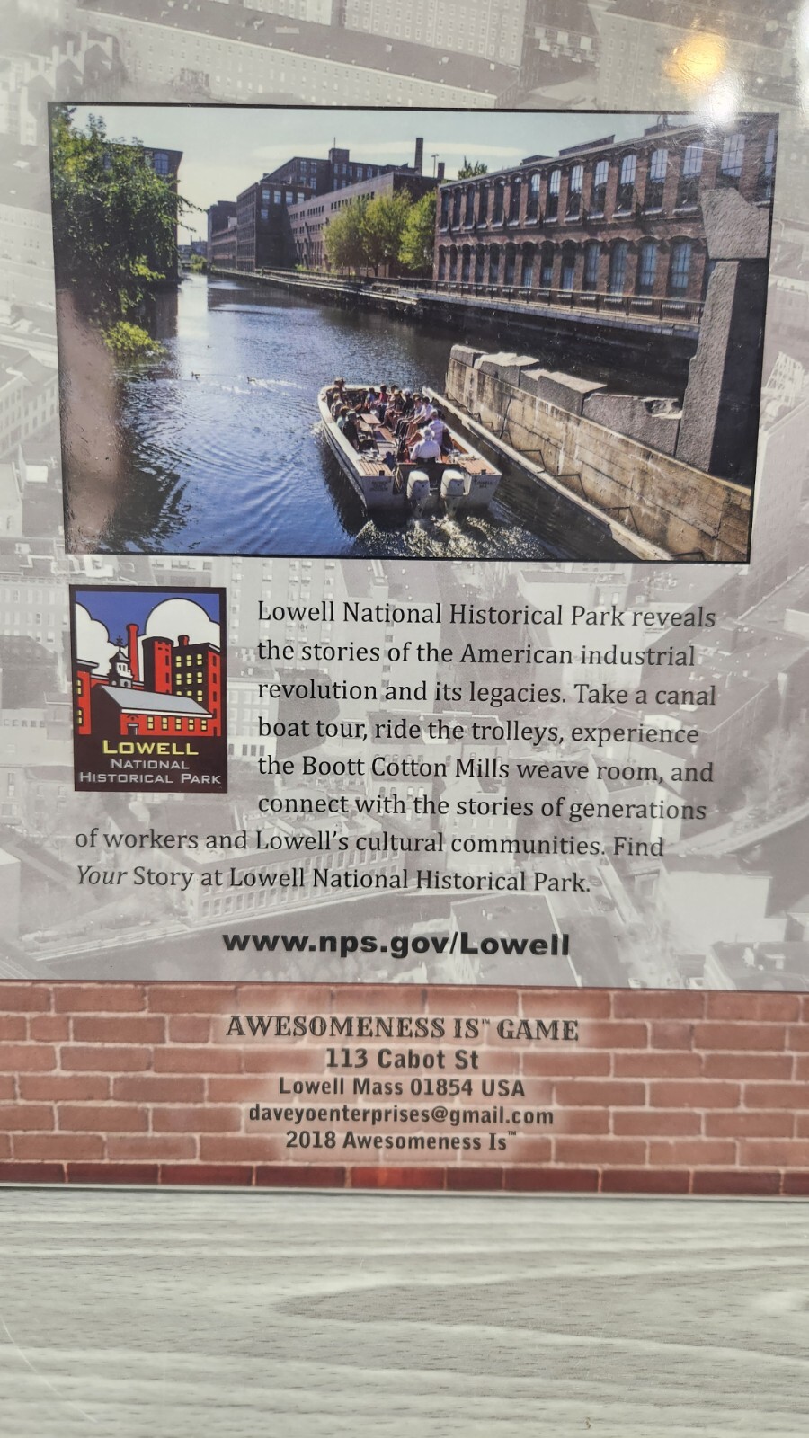 Awesomeness is Lowell Massachusetts Commemorative Board Game NEW 2018 Sealed