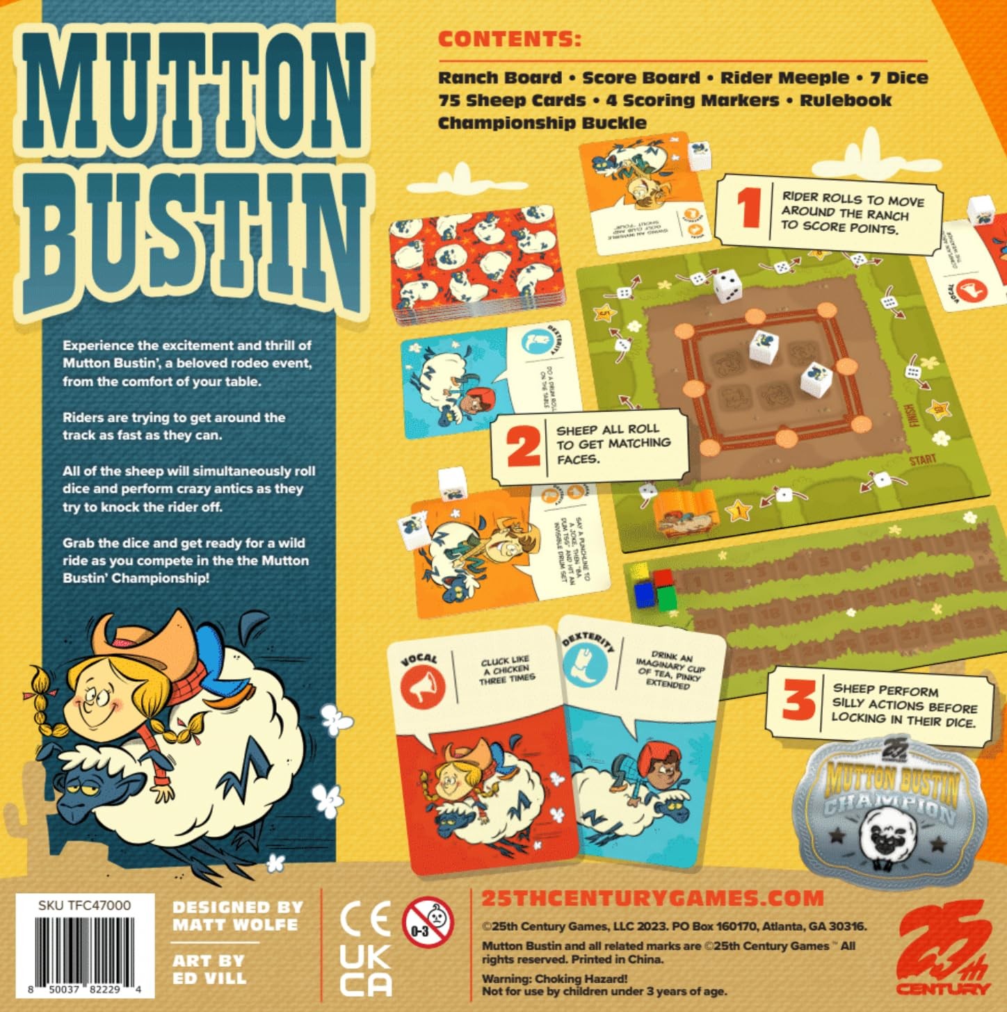 Mutton Bustin, Party Board Game for 2 to 4 Players –