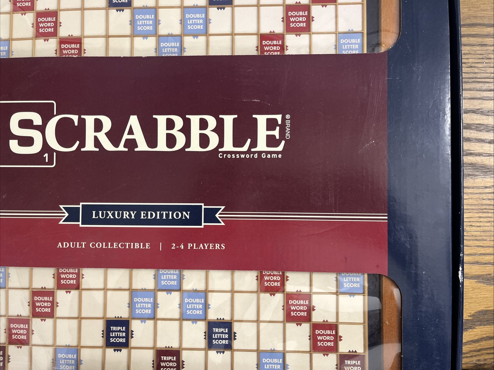 New Scrabble Luxury Edition with Wood Cabinet and Rotating Turntable Game Board
