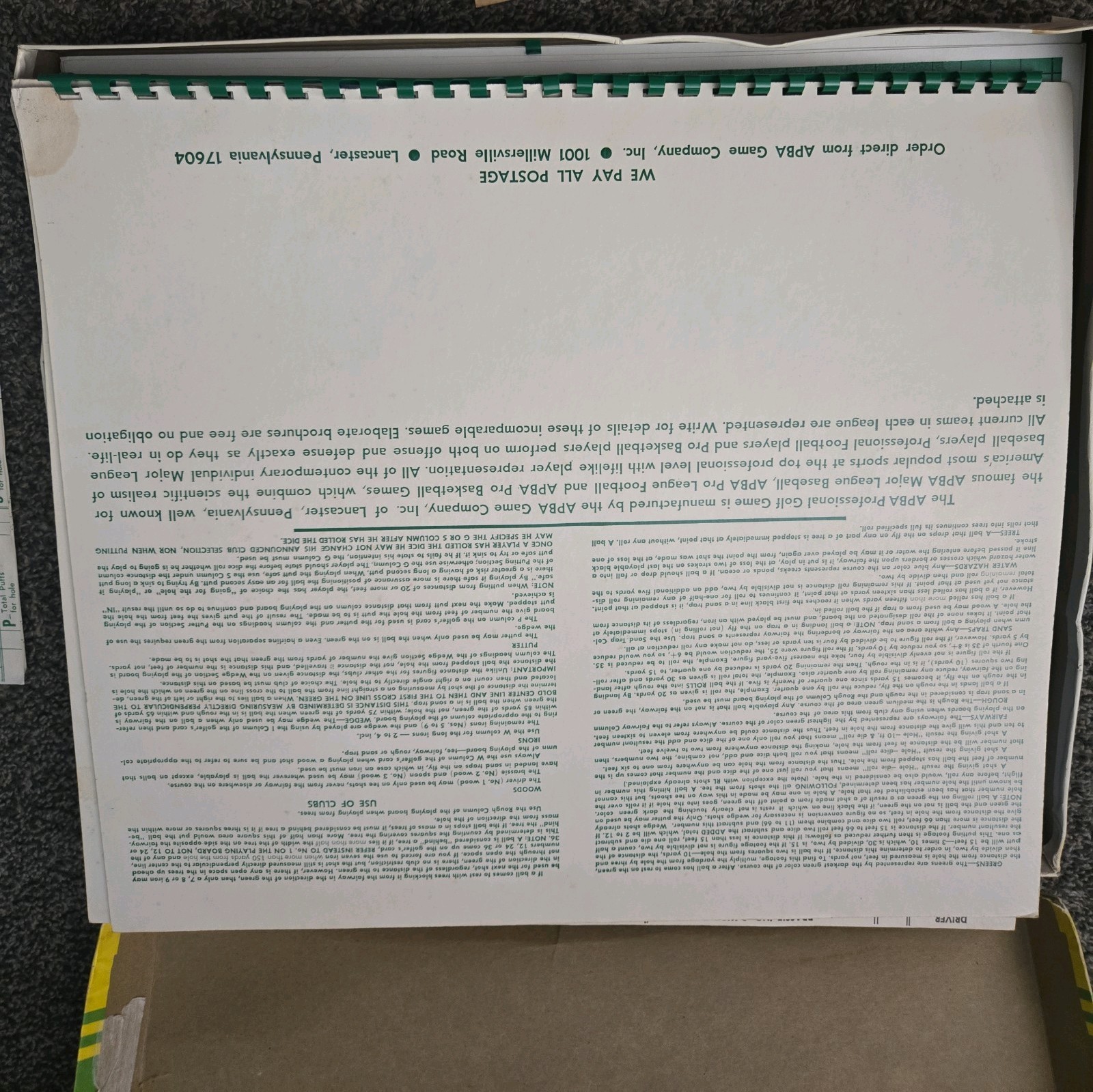 APBA Professional Golf Game 32 Holes, Vintage PGA Course Design Lots Of Pieces