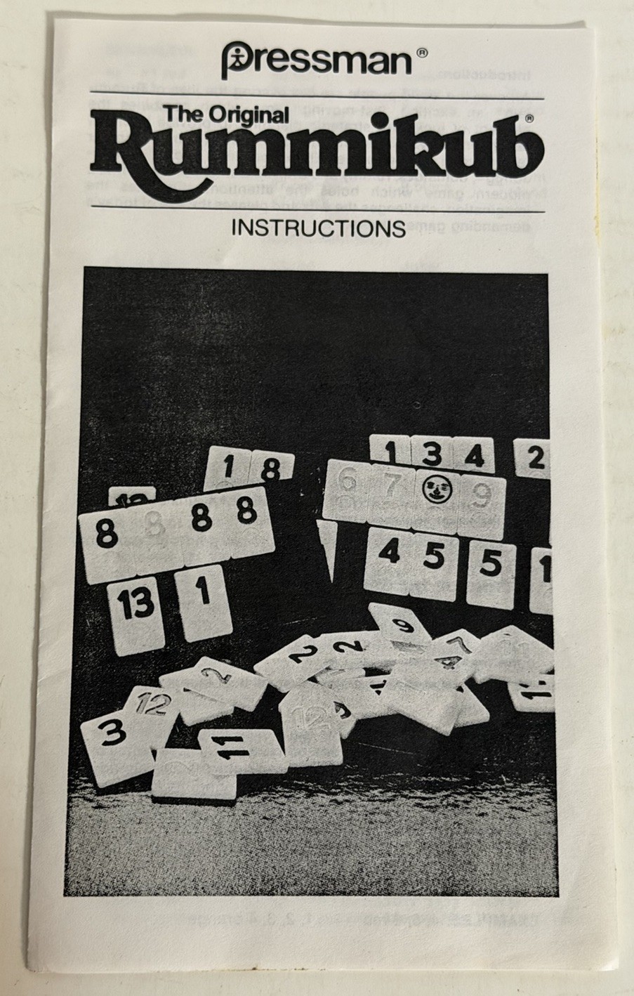 1985 Rummikub “Tournament” Game Replacement Instruction Manual Part Only