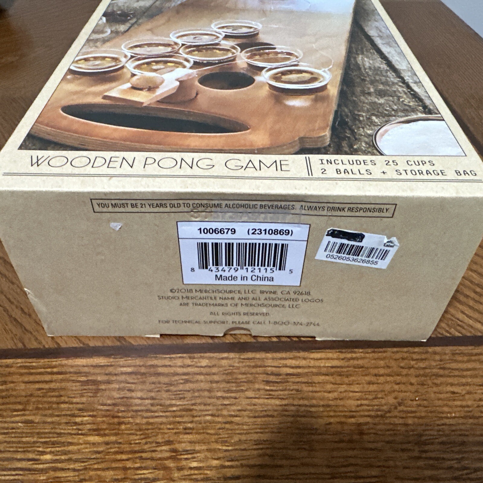 Portable Wooden Mini Beer Pong Drinking Game, New in Box
