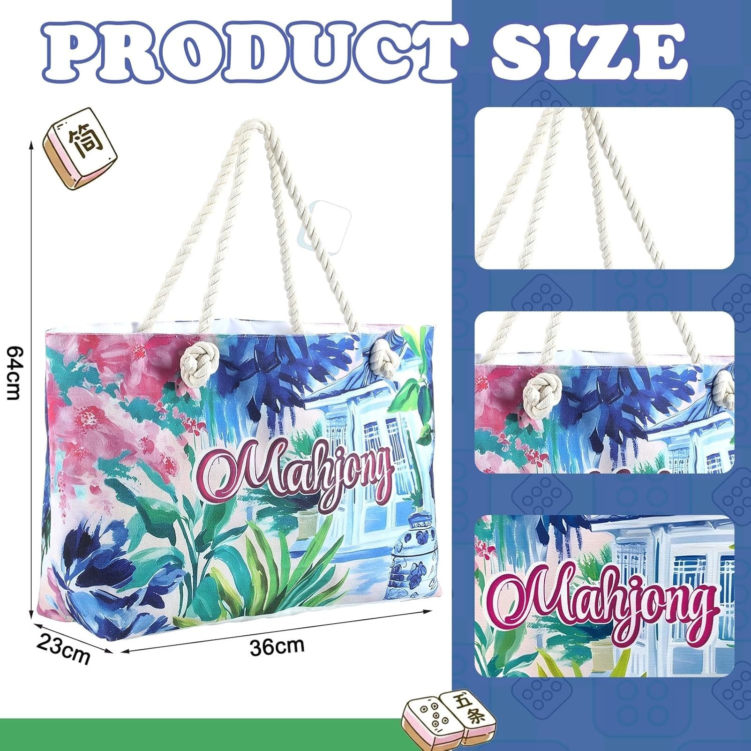 Empty Mahjong Bags Set for Tiles and Racks 24x13x4.7 Inch American Mahjong Ca…