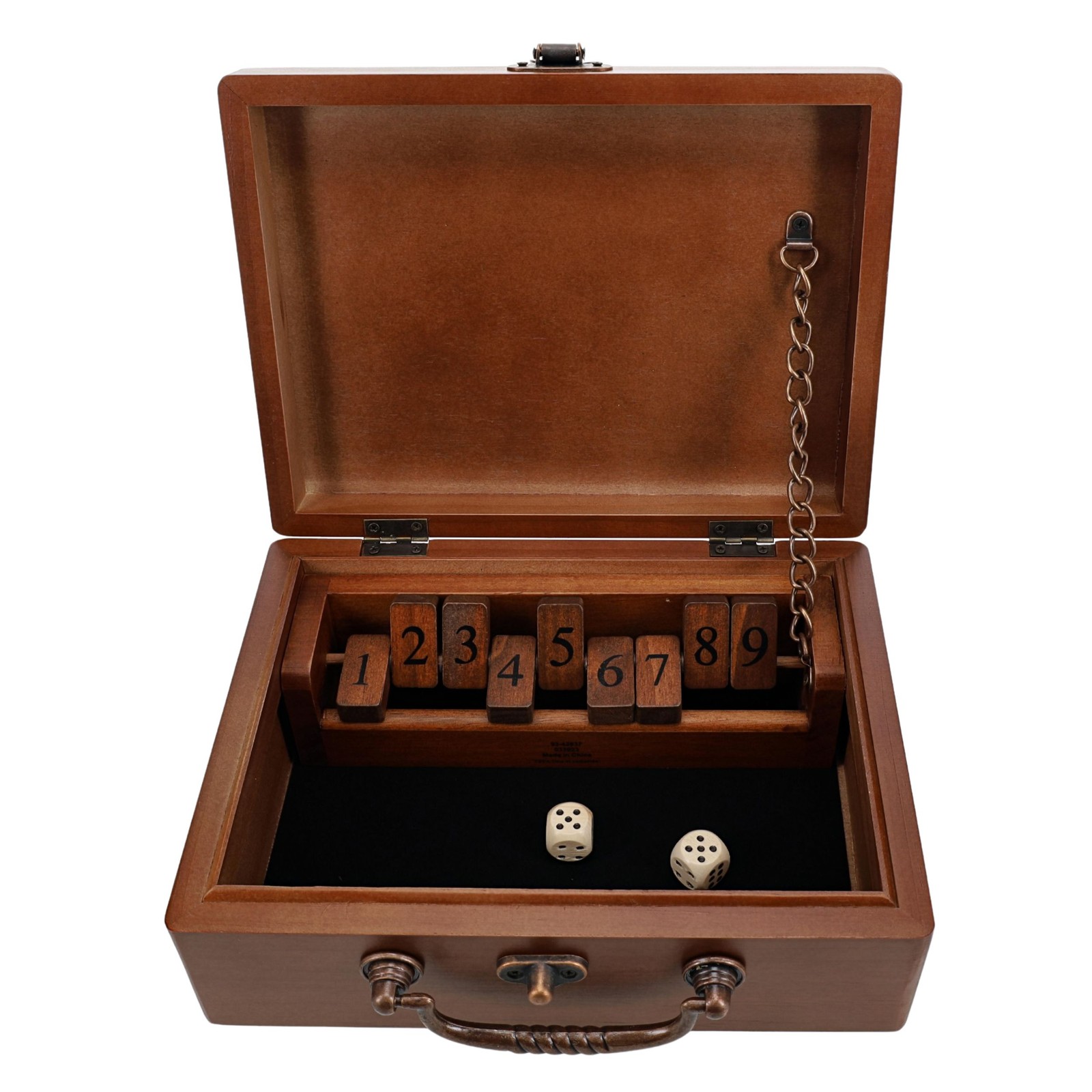 WE Games Board Game with Dice, 9 Numbers, in Walnut Stain Wooden Box, 8.75 in