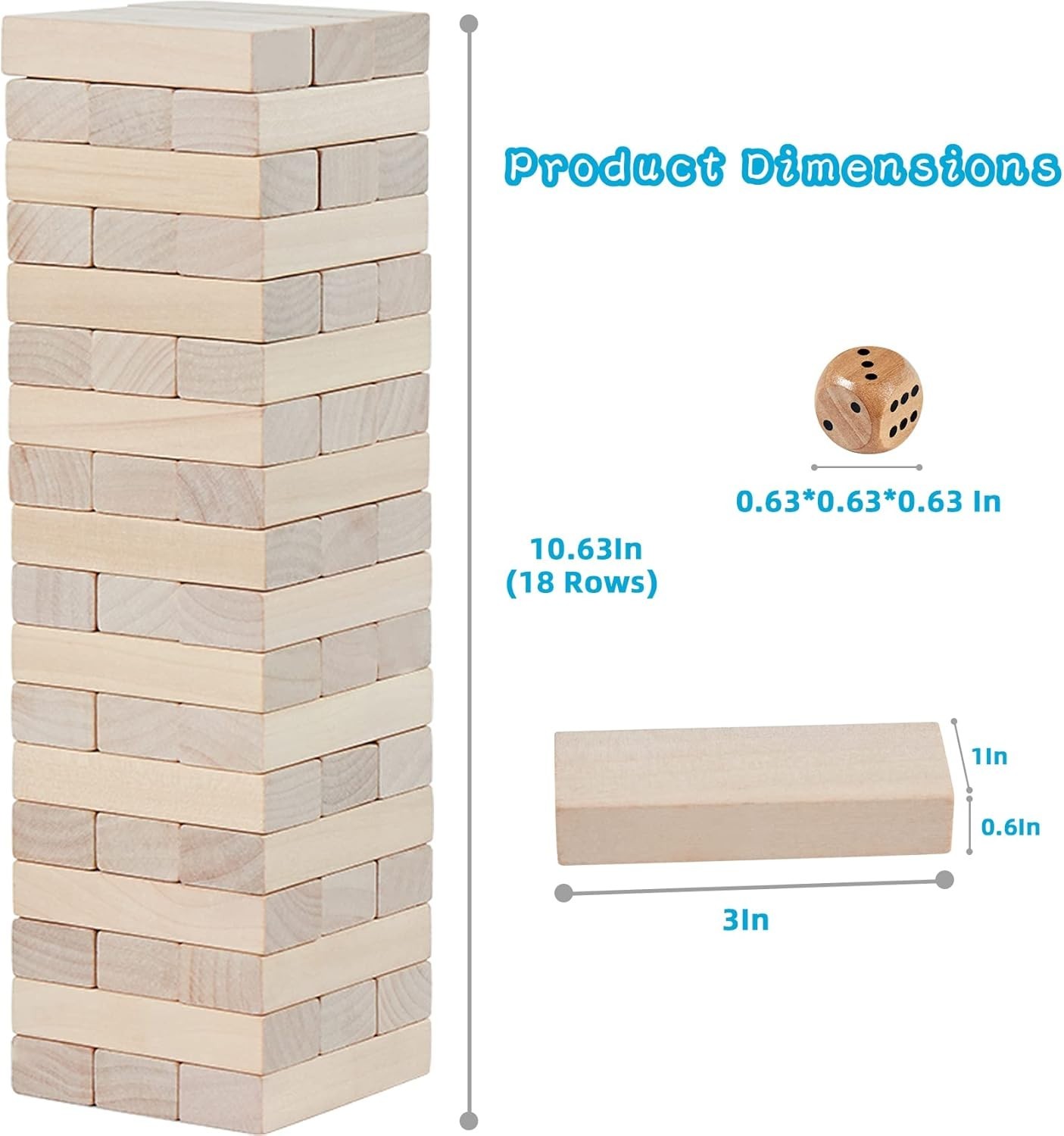 Mini Tumble Tower, 54PCS Wooden Stacking Game for Teens – Pine Stack Timber B…