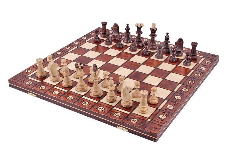 Wooden Chess Set 16″ Board Handcrafted Pieces – Great Gift for Beginners