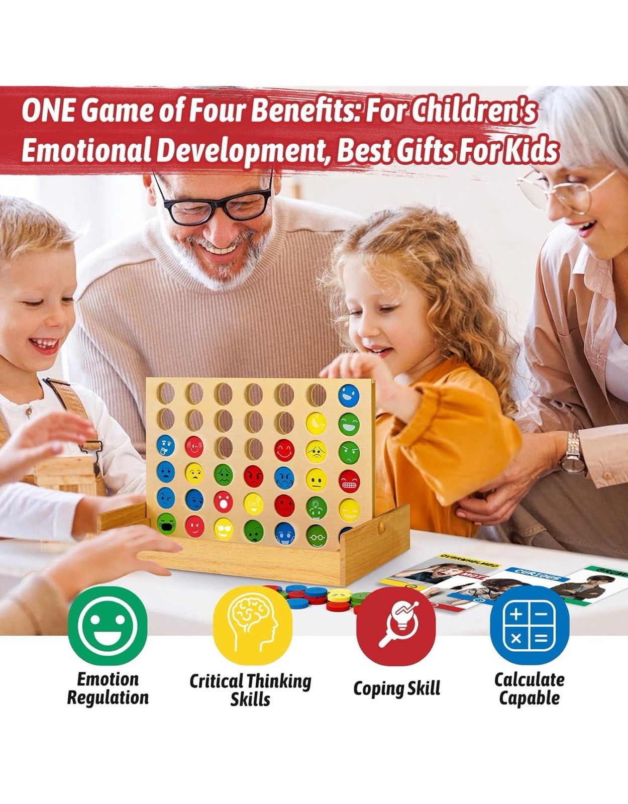 Social Emotional Learning Therapy Games for Kids, w/56 Emotion Cards, Connect…