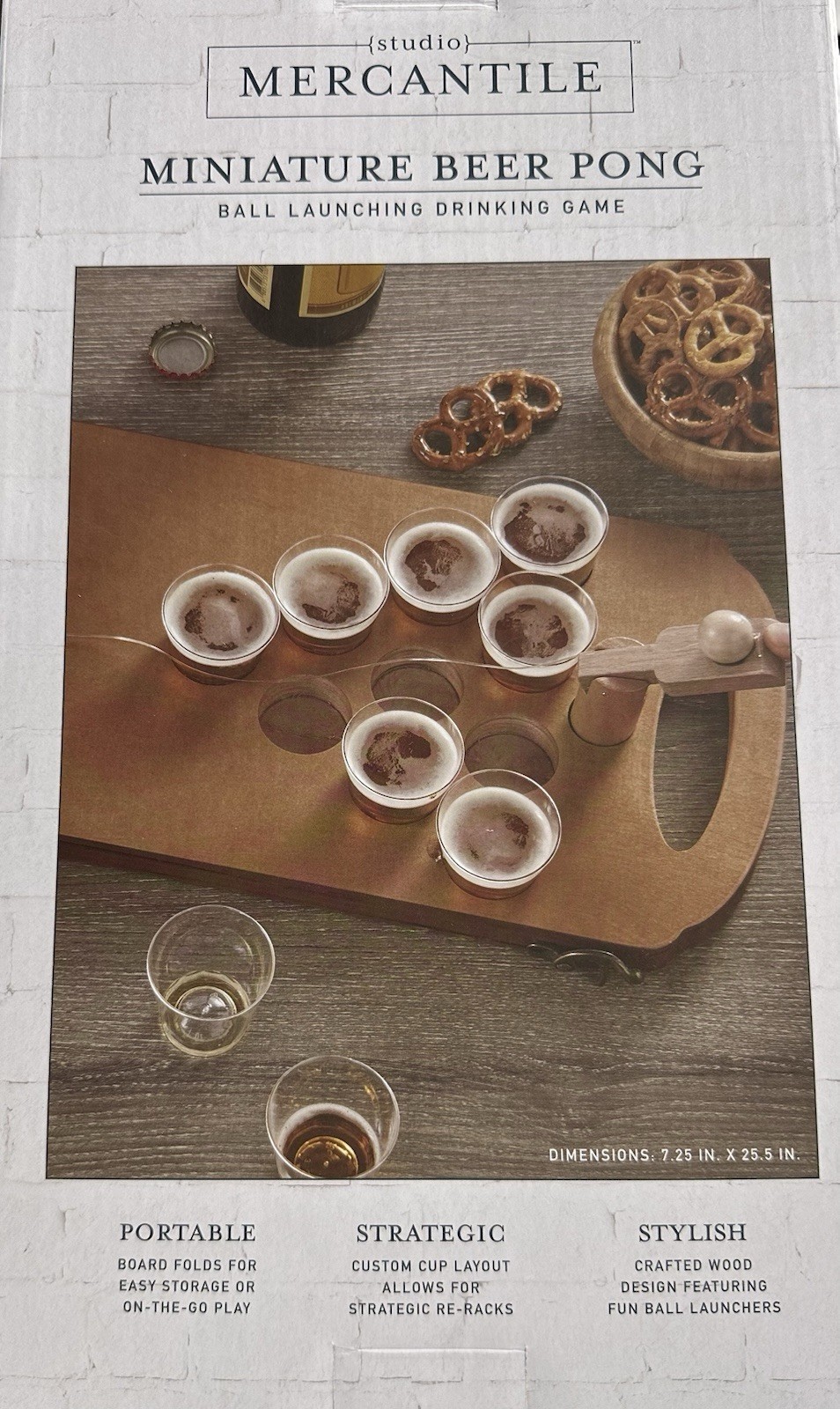 Studio Mercantile Mini Beer Pong Party Game: Board/Balls/Cups/Storage Bag NEW