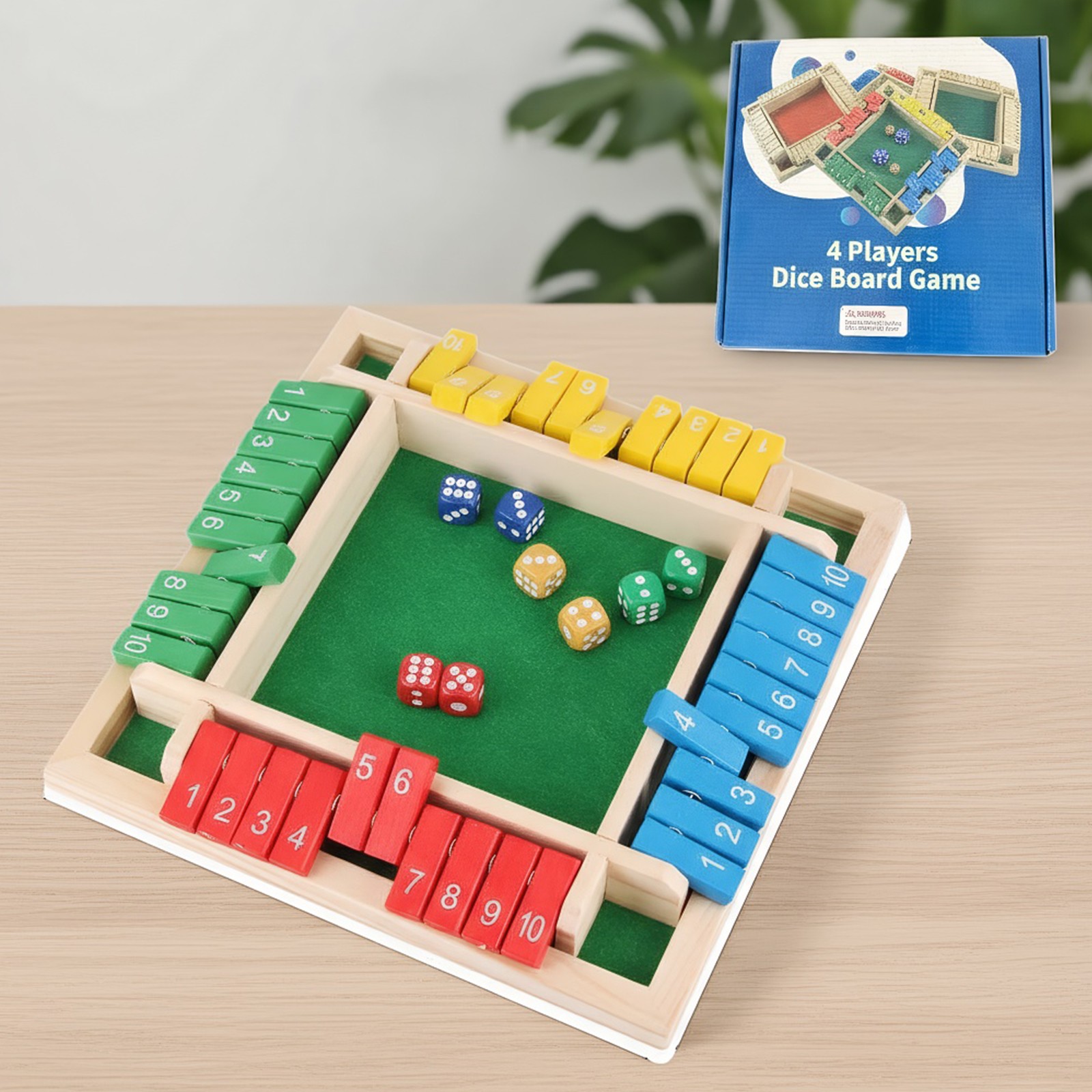 Wooden Shut The Box Dice Game 2-4 Player for Classroom Home (Multicolor Style 6)