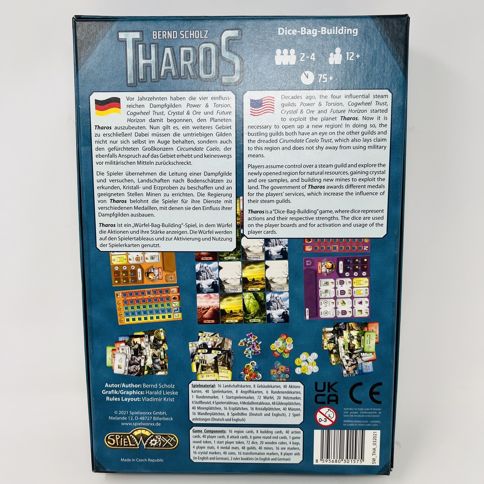 Tharos Board Game Spielworxx Bernd Scholz 2 to 4 Players Dice Bag Complete