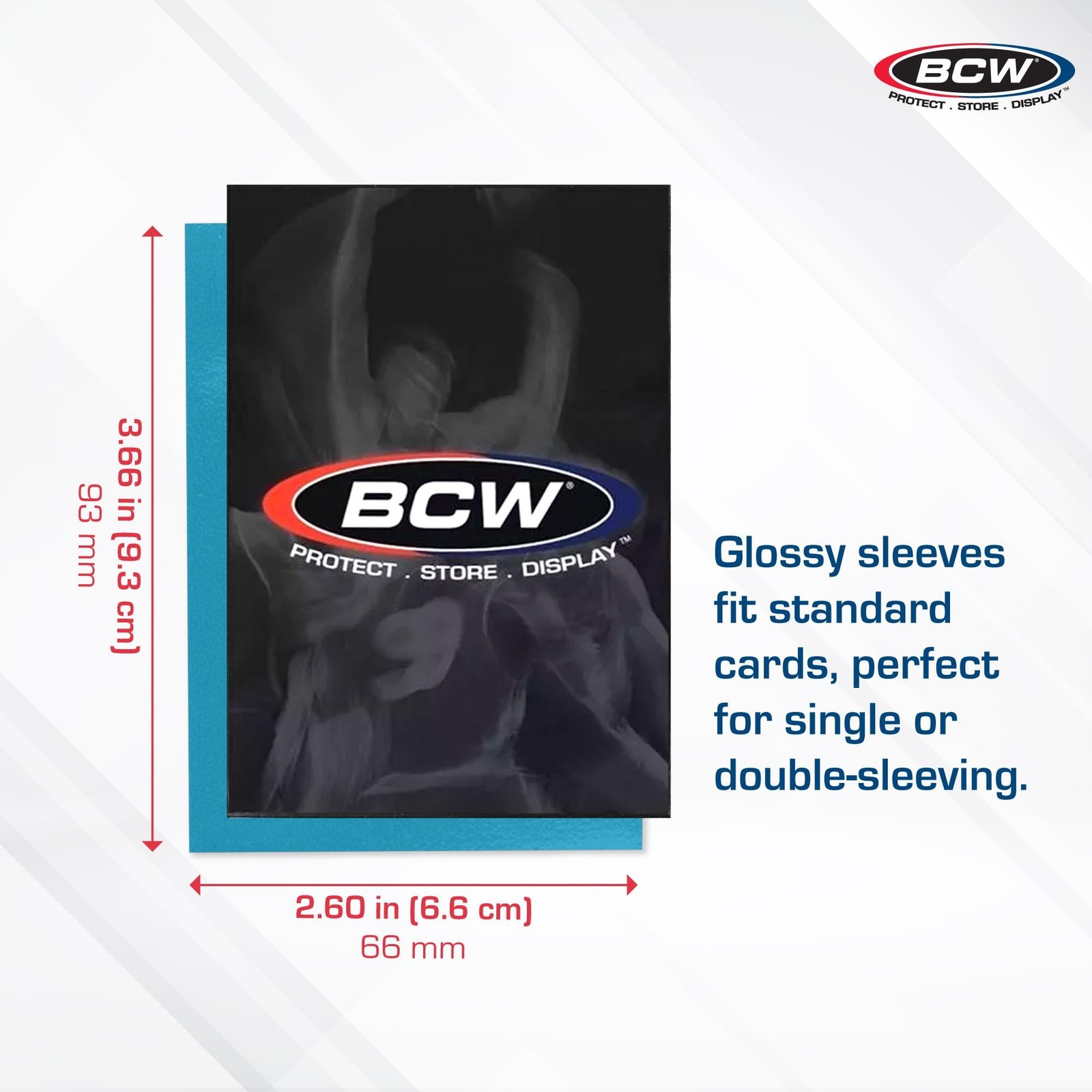 BCW Elite2 Glossy Card Sleeves – Azure |100ct | Crystal-Clear Front | Text