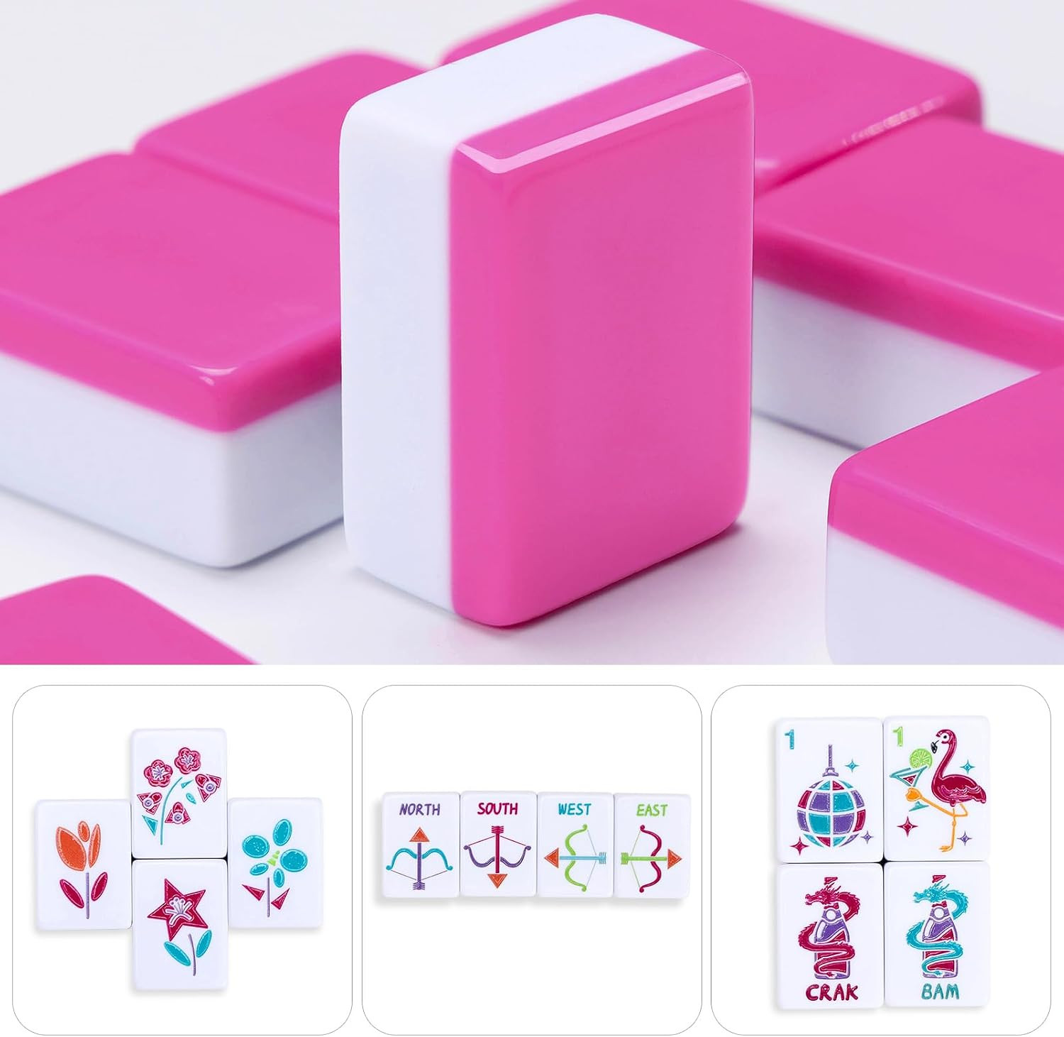 160 Engraved American Mahjong Tiles Set with Carrying Bag and Accessories, 1.2’’