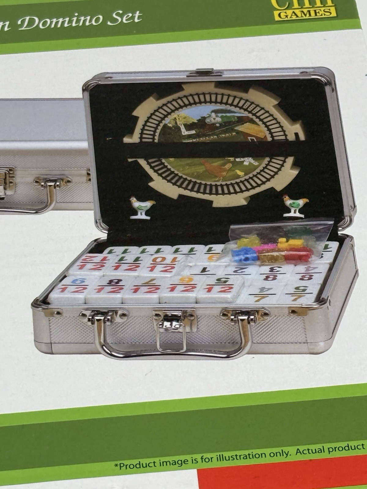 Dominos Double 12 Numeral Tiles 2-in-1 Mexican Train Set Alum Case by CHH New
