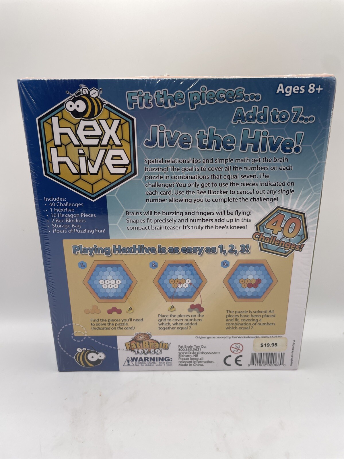 Fat Brain Toys Boardgame Hex Hive Box 40 Challenges Ages 8+ New Sealed!