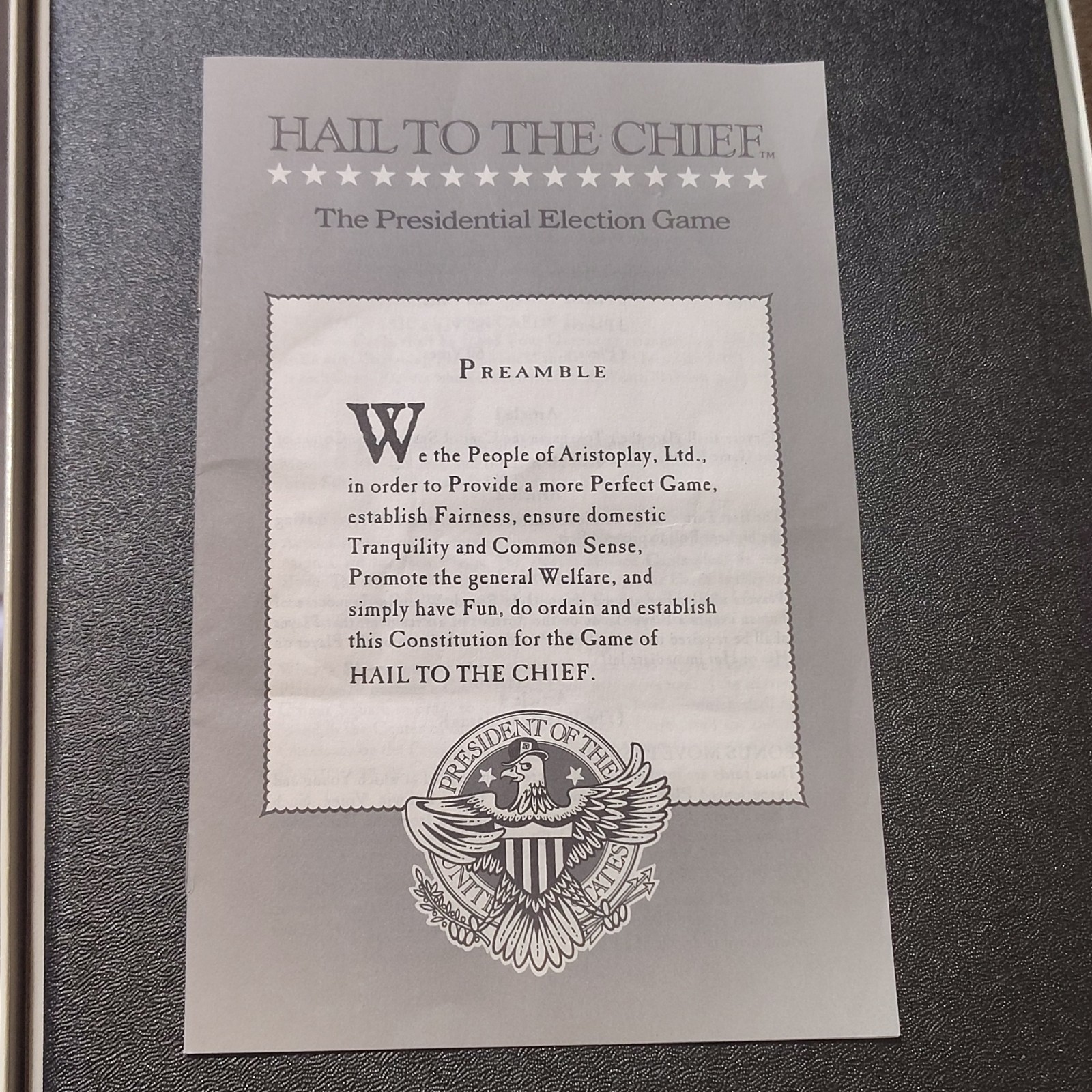 Aristoplay, Ltd. Hail to the Chief Board Game 1988 COMPLETE