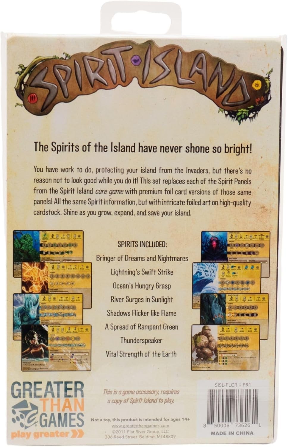 Greater Than Games Spirit Island Core Game Premium Foil Spirit Panels Upgrade