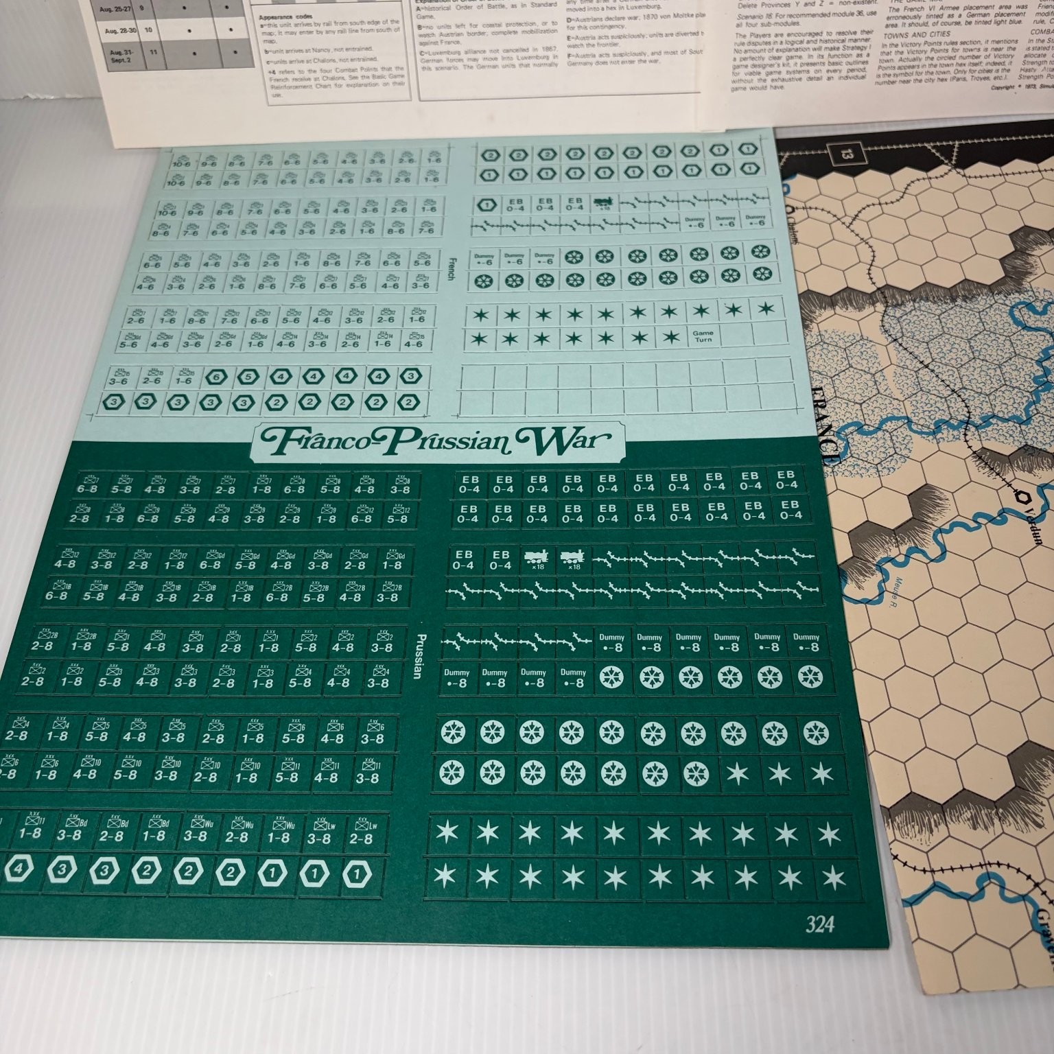 Franco-Prussian War SPI Wargame Board Game 2 Players 1970 Unpunched Unplayed