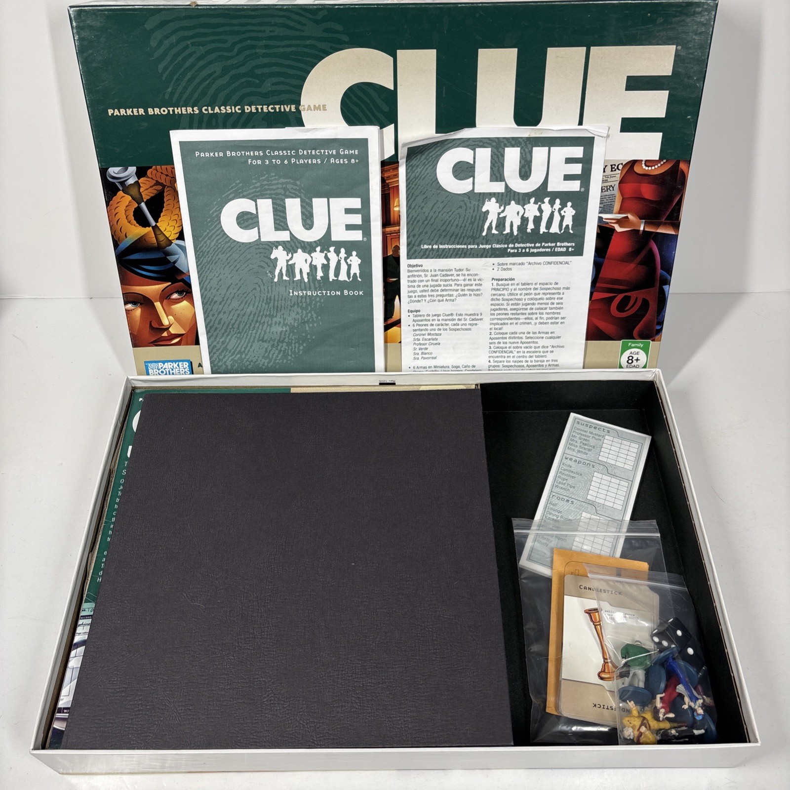 Clue COMPLETE Parker Brothers 2005 Classic Detective Board Game Mystery