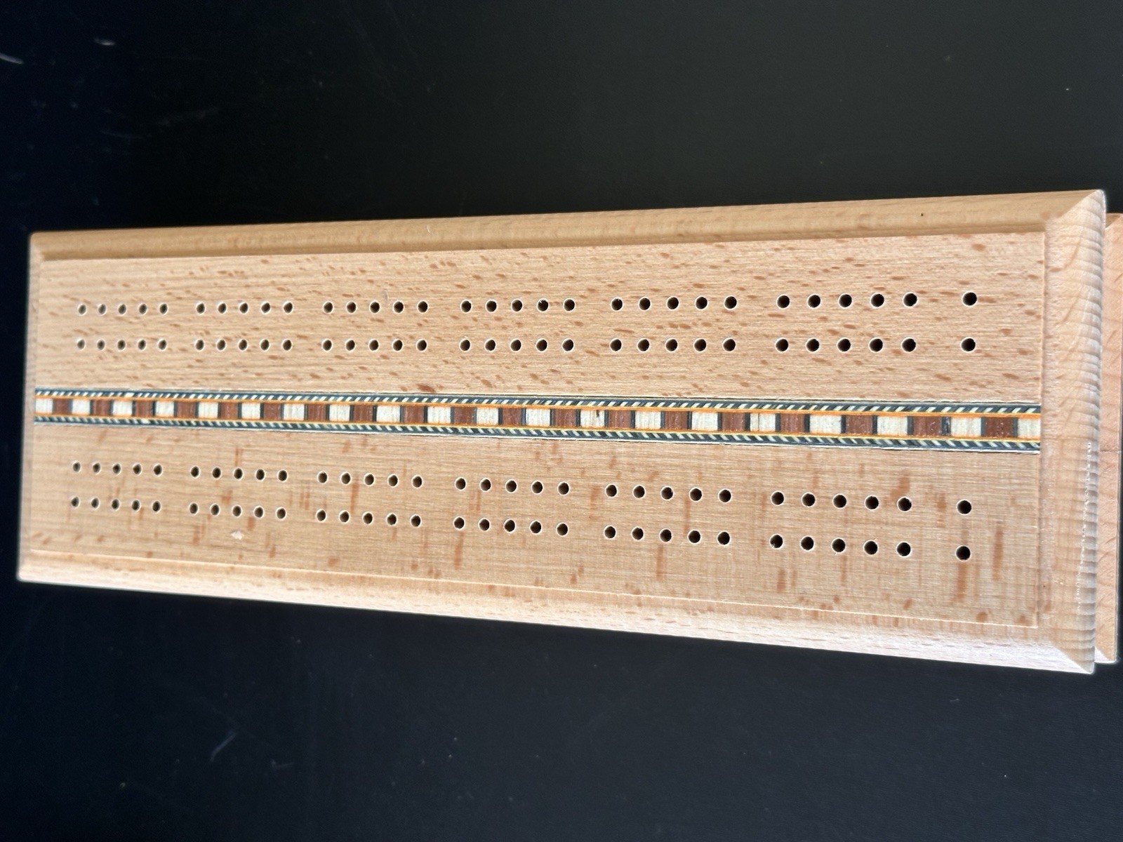 Sterling Games Deluxe Wood Cribbage Board Game Box Set Inlaid Card Peg Storage