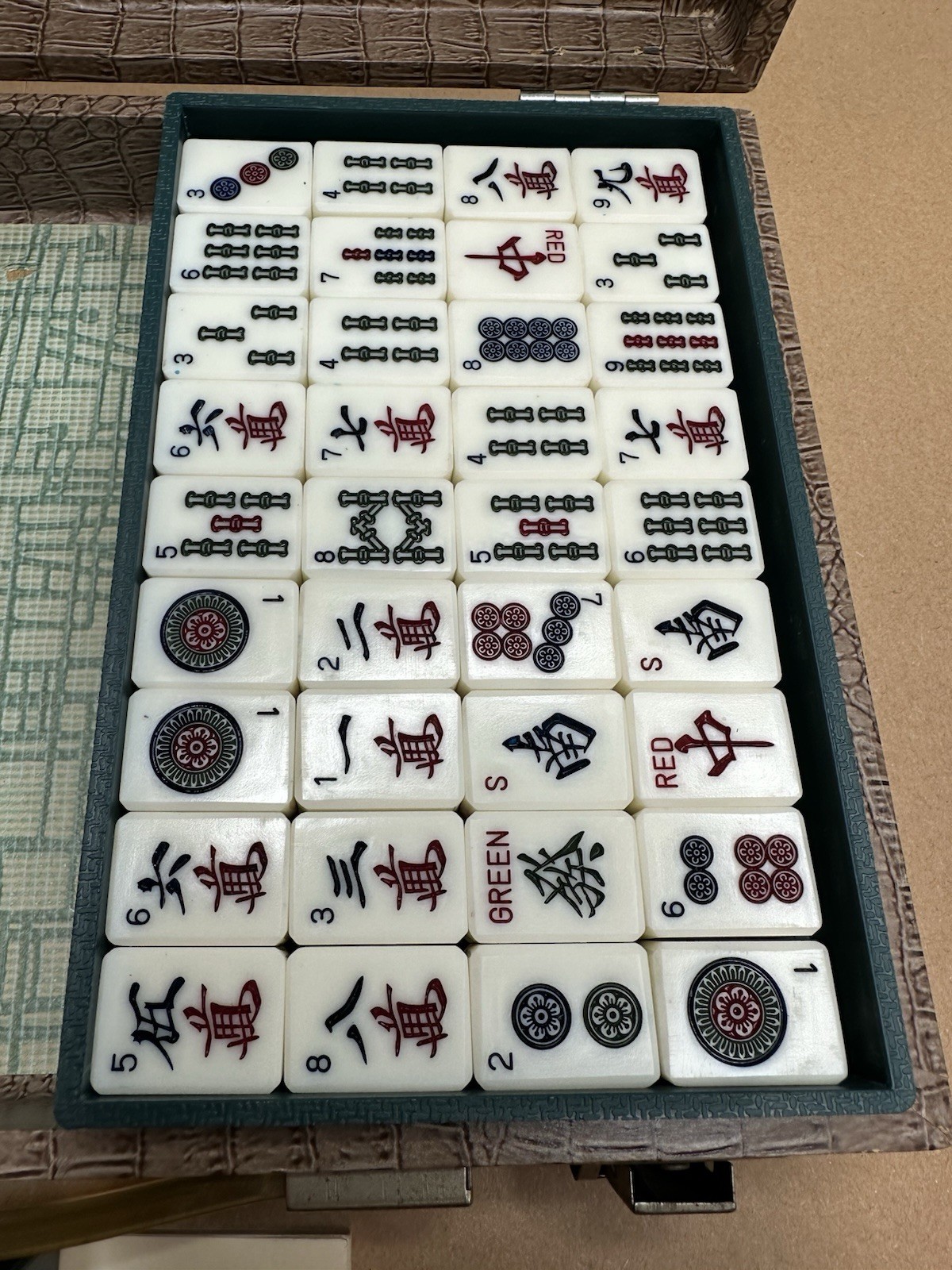 Cool Vintage Mahjong Set Bamboo Backed Tiles Retro Case
