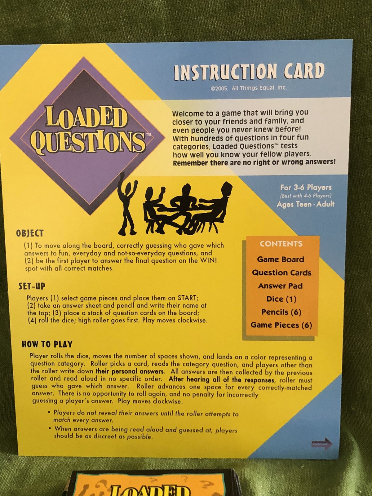 Loaded Questions Board Game Teen and Adult Party 1-6 Players 2003 Mint Condition