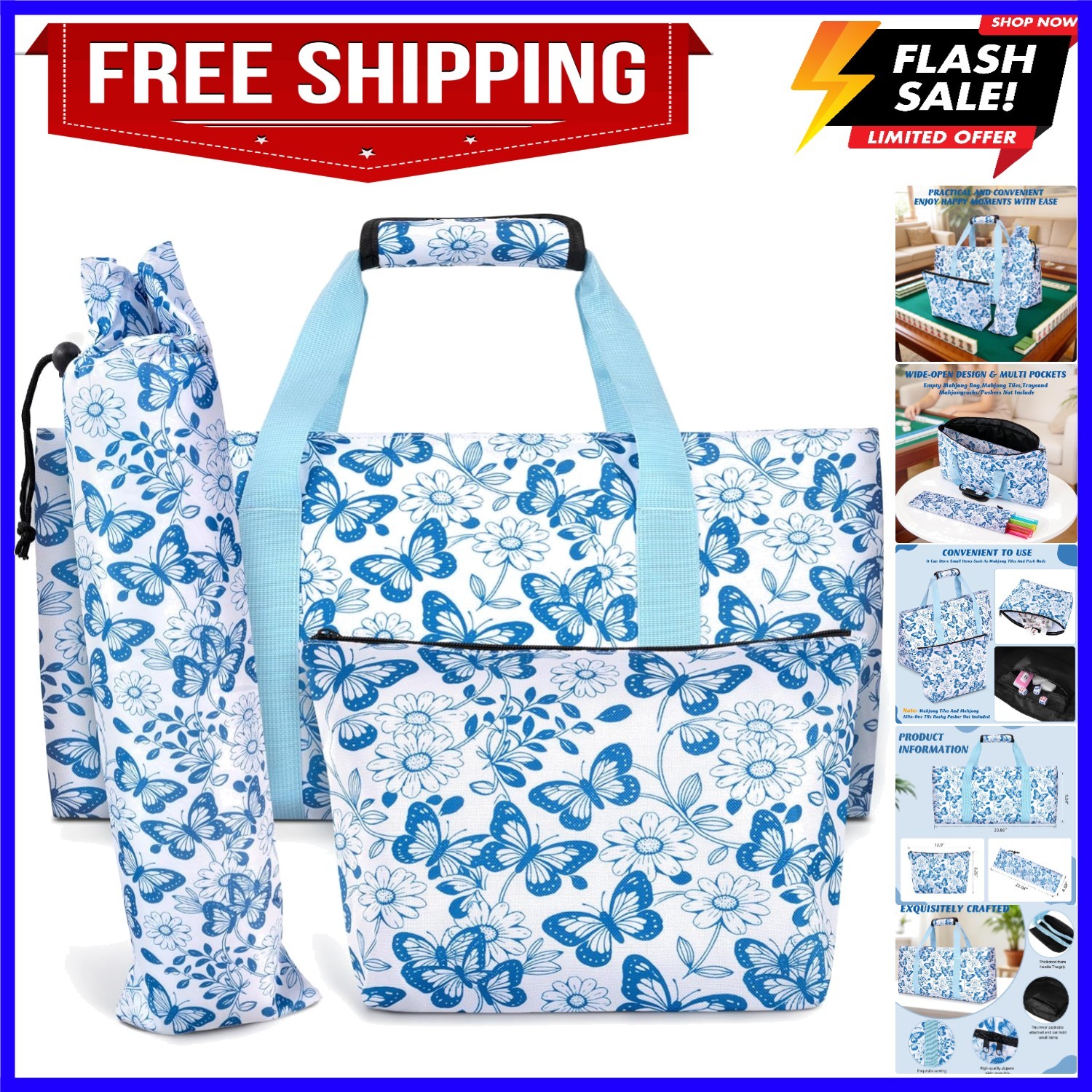 Mahjong Tile Bag, Mahjong Tote Bag Set-Duty Canvas Tote for American Tiles & …