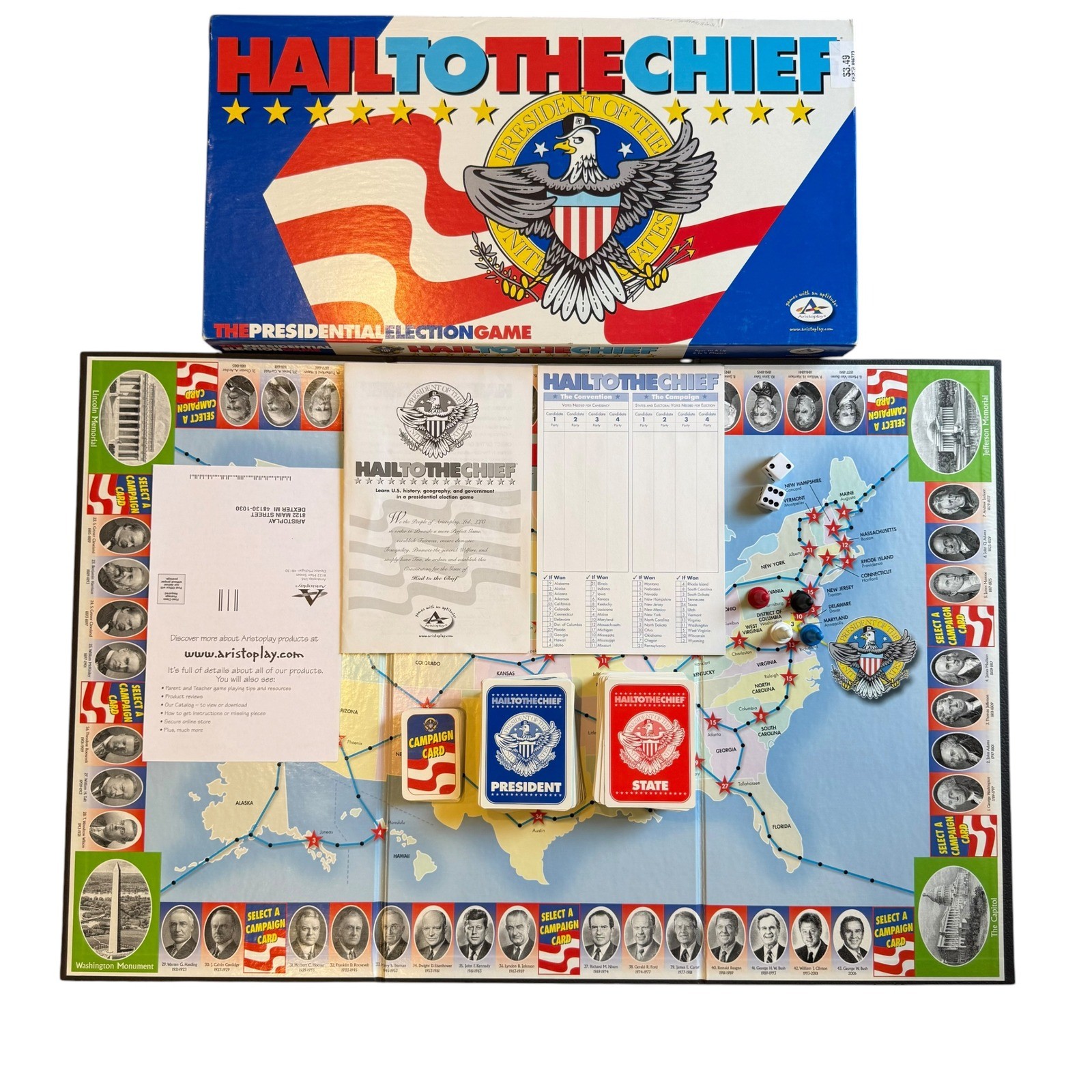 Aristoplay Hail to the Chief Board Game Vintage Election 2003 Complete
