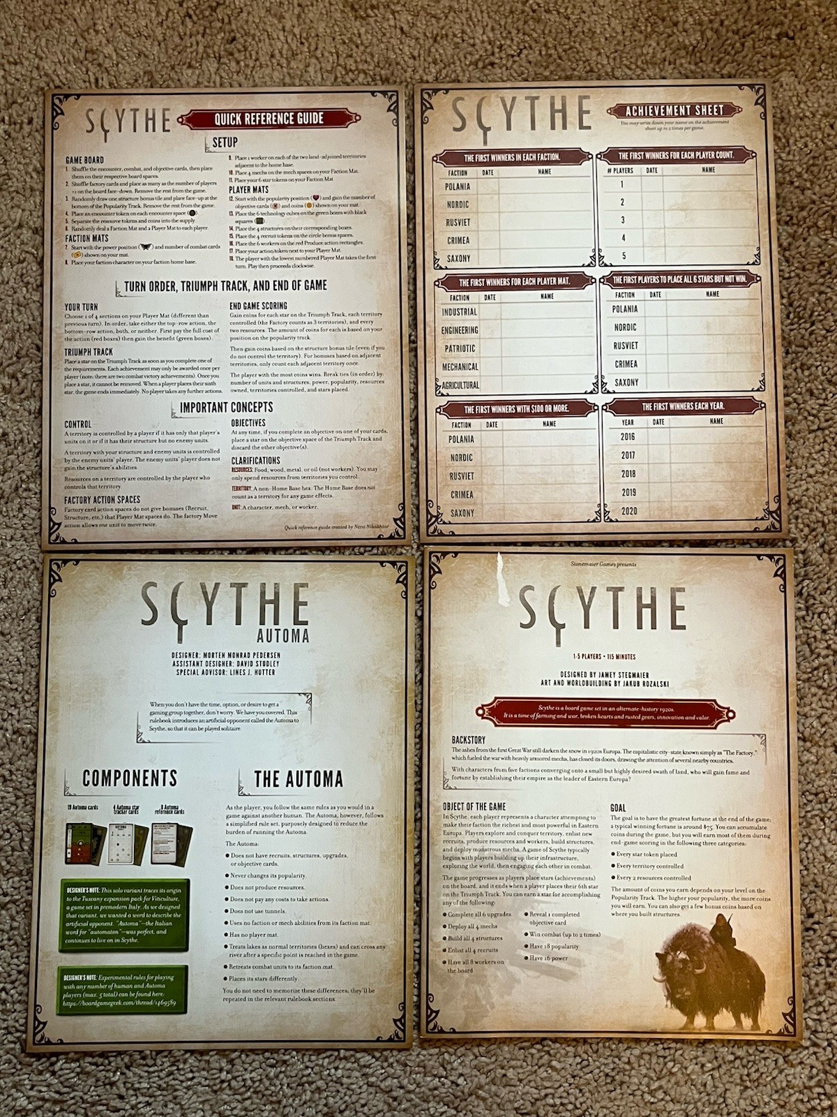 Scythe Board Game Stonemaier 1-5 Players w/ Metal Coins + Promo Cards & Dials