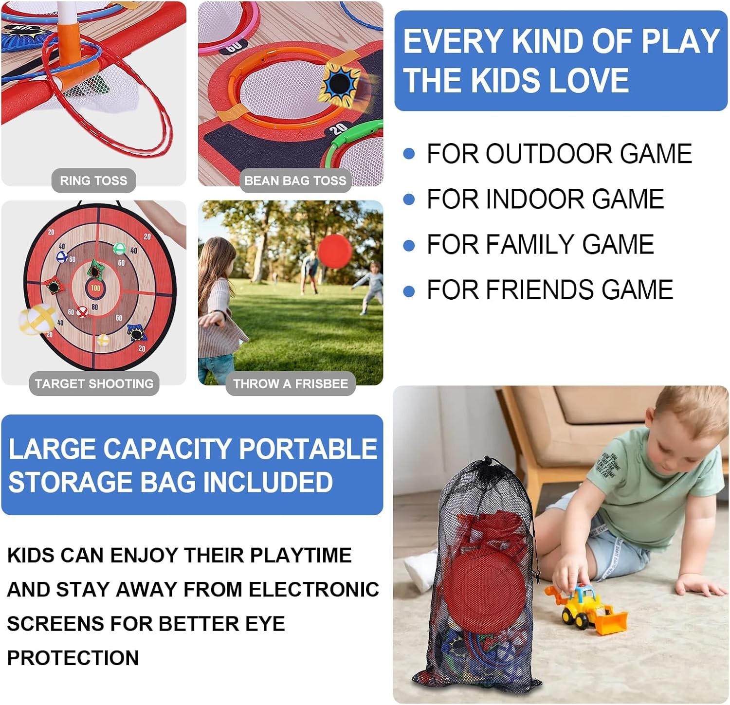 5-in-1 Carnival Game Set: Outdoor & Indoor Fun for Kids and Adults, Orange