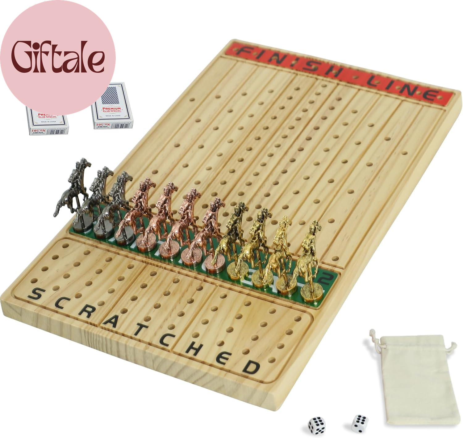 Horse Race Board Game Racing Game Thickened Solid Wood with 11 Luxurious Durable
