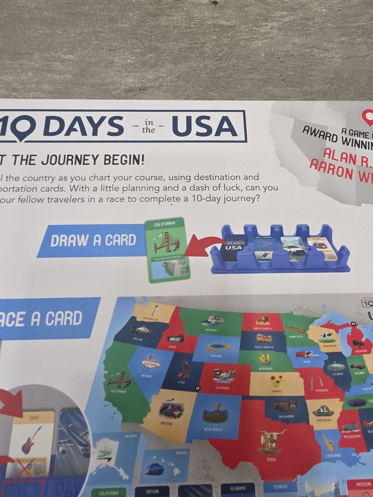 USAopoly 10 Days in The USA Family Road Trip Board Game Learn About US America