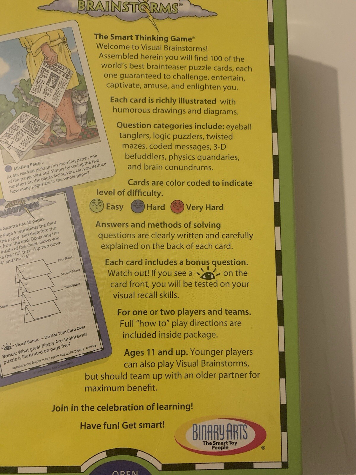 Binary Arts Visual Brain Storms The Smart Thinking Game Entertain 1995 New VTG